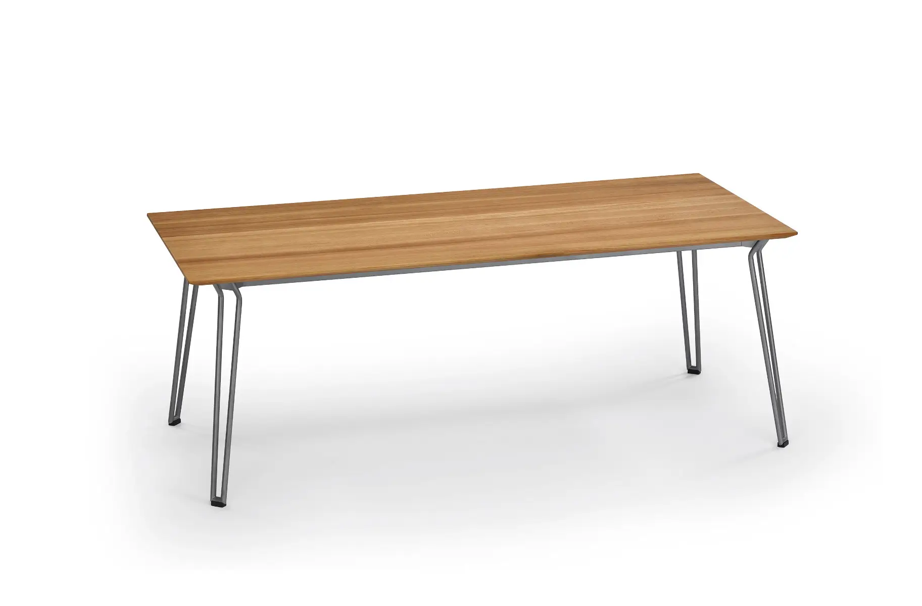 Weishäupl Slope Tisch 200 x 90 cm mit Edelstahlgestell und massiver Teakholzplatte. Hochwertiger Outdoor-Esstisch für Garten, Terrasse und stilvolle Essbereiche.