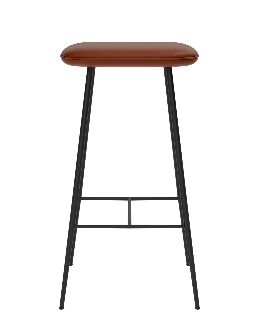Spine Metal Base Stool, höhe 74 cm, schwarz / leder trace 8680 heritage brown