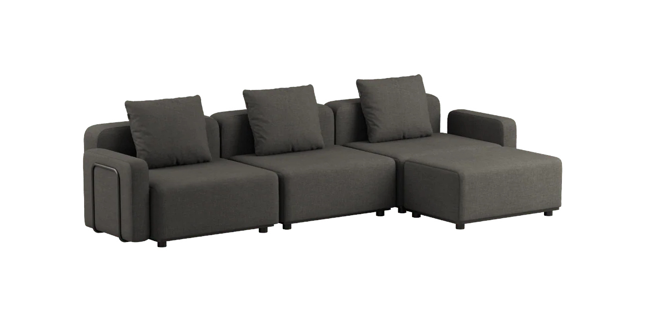 Cobana Loungesofa 3-Sitzer mit Armlehnen mit Hocker, kirra noir