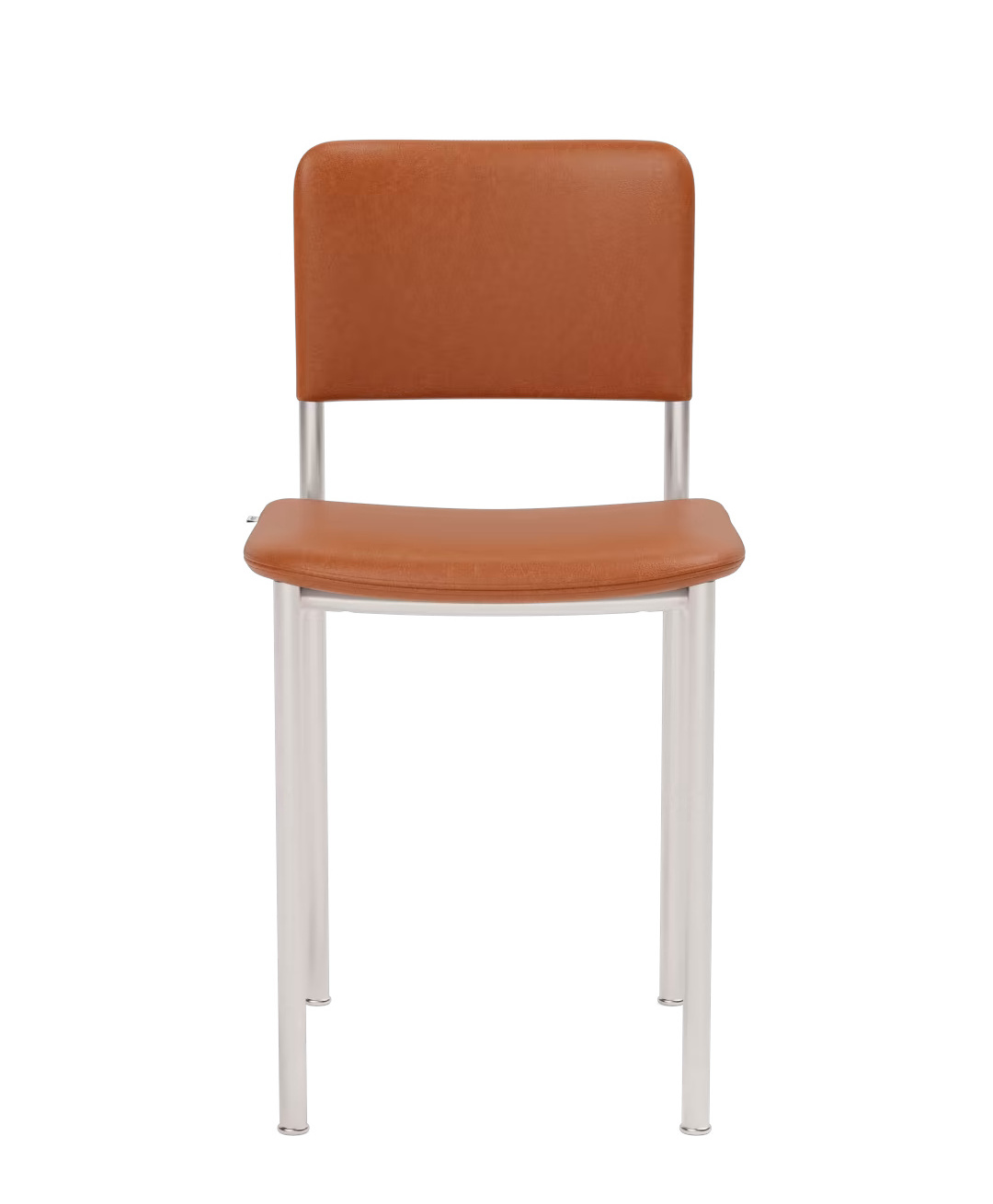 Plan Chair voll gepolstert, brushed steel / leder max 95 cognac
