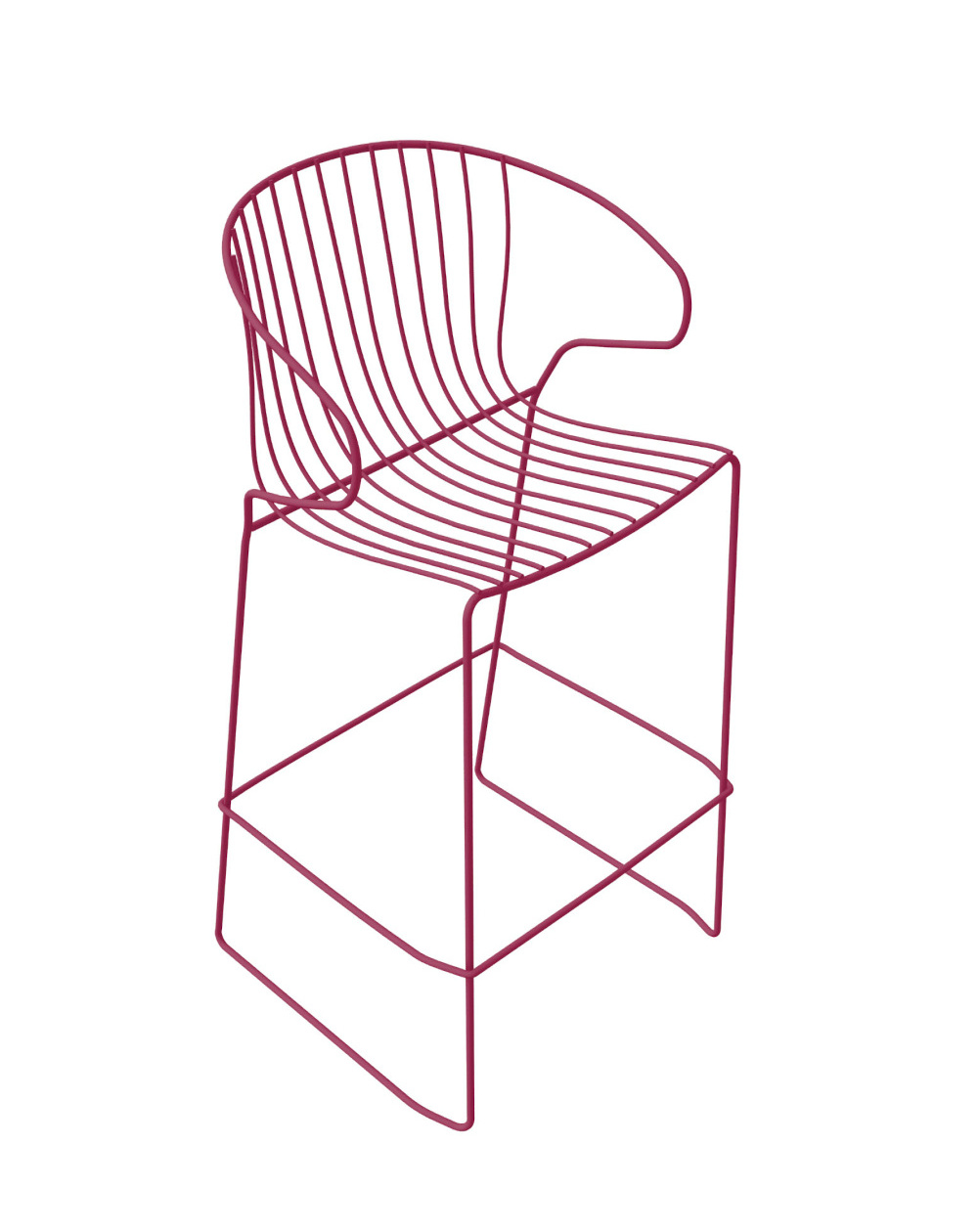 Bolonia Barhocker, höhe 74 cm, purpurrot