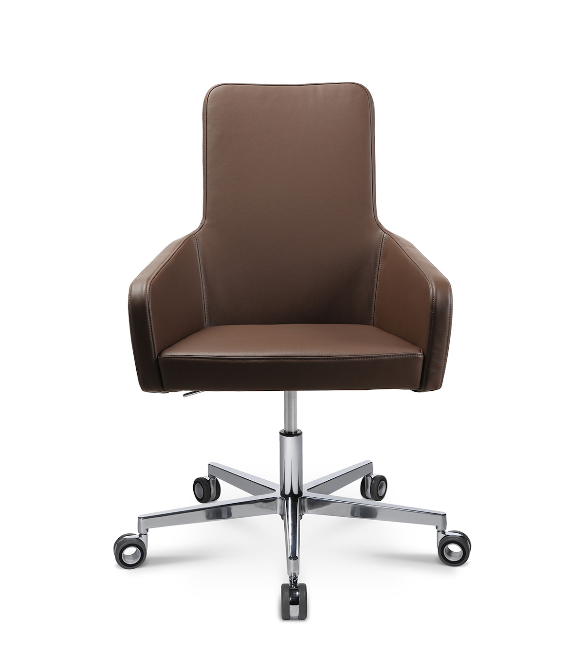 W-Cube 1 High Sessel mit hohem Rücken, 5-Strahl-Gestell aus poliertem Aluminium, moderner Design-Sessel