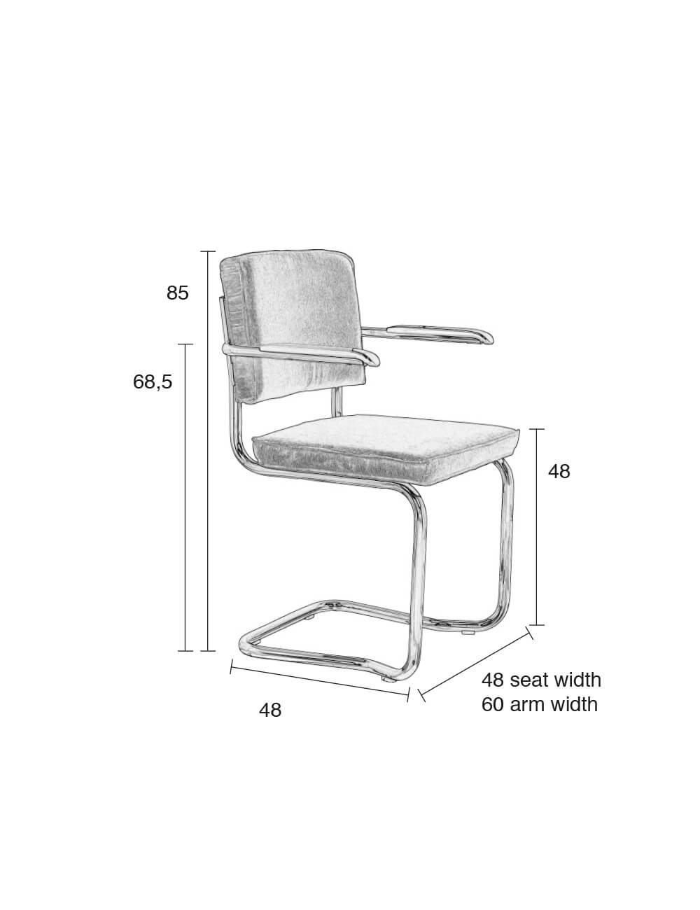 Zuiver Ridge Kink Rib Armlehnstuhl in modernem Design mit eleganten Rillen für stilvolle Wohnzimmer