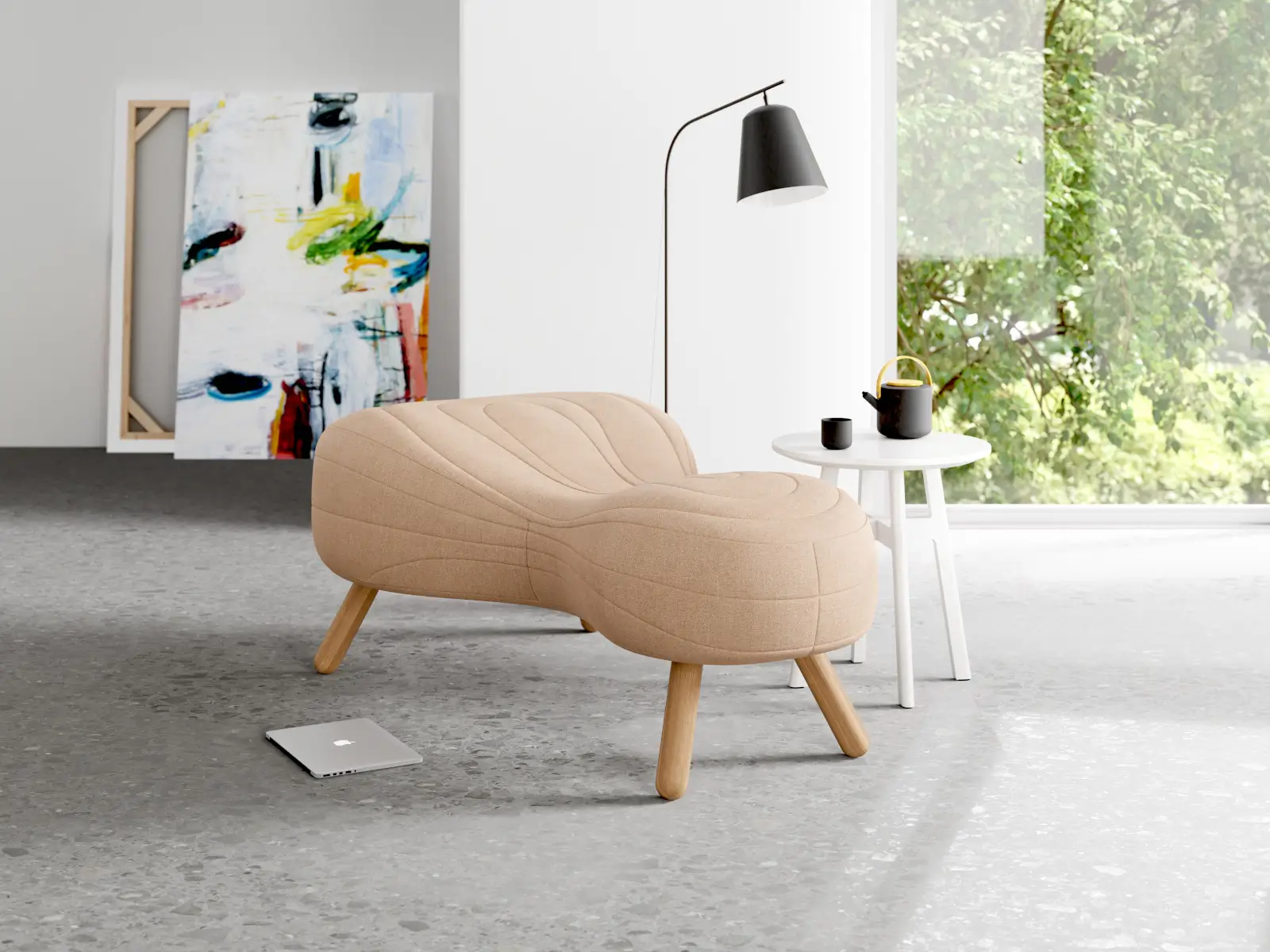 Noti Bouli Sofa 2-Sitzer mit Holzbeinen in Beige im modernen Wohnambiente