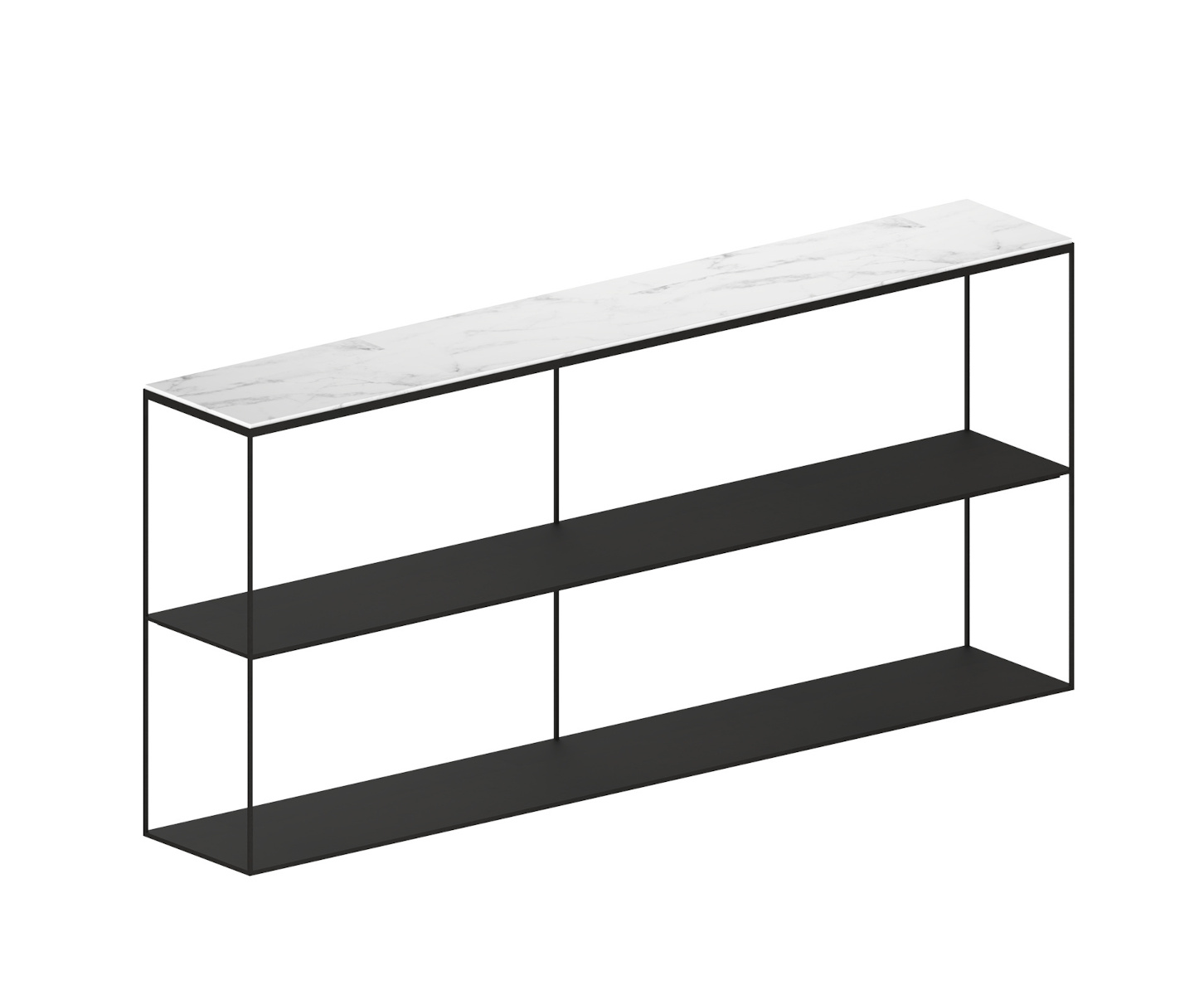 Slim Marble Sidebaord, 180 x H 84 cm, schwarz / carrara marmor weiß