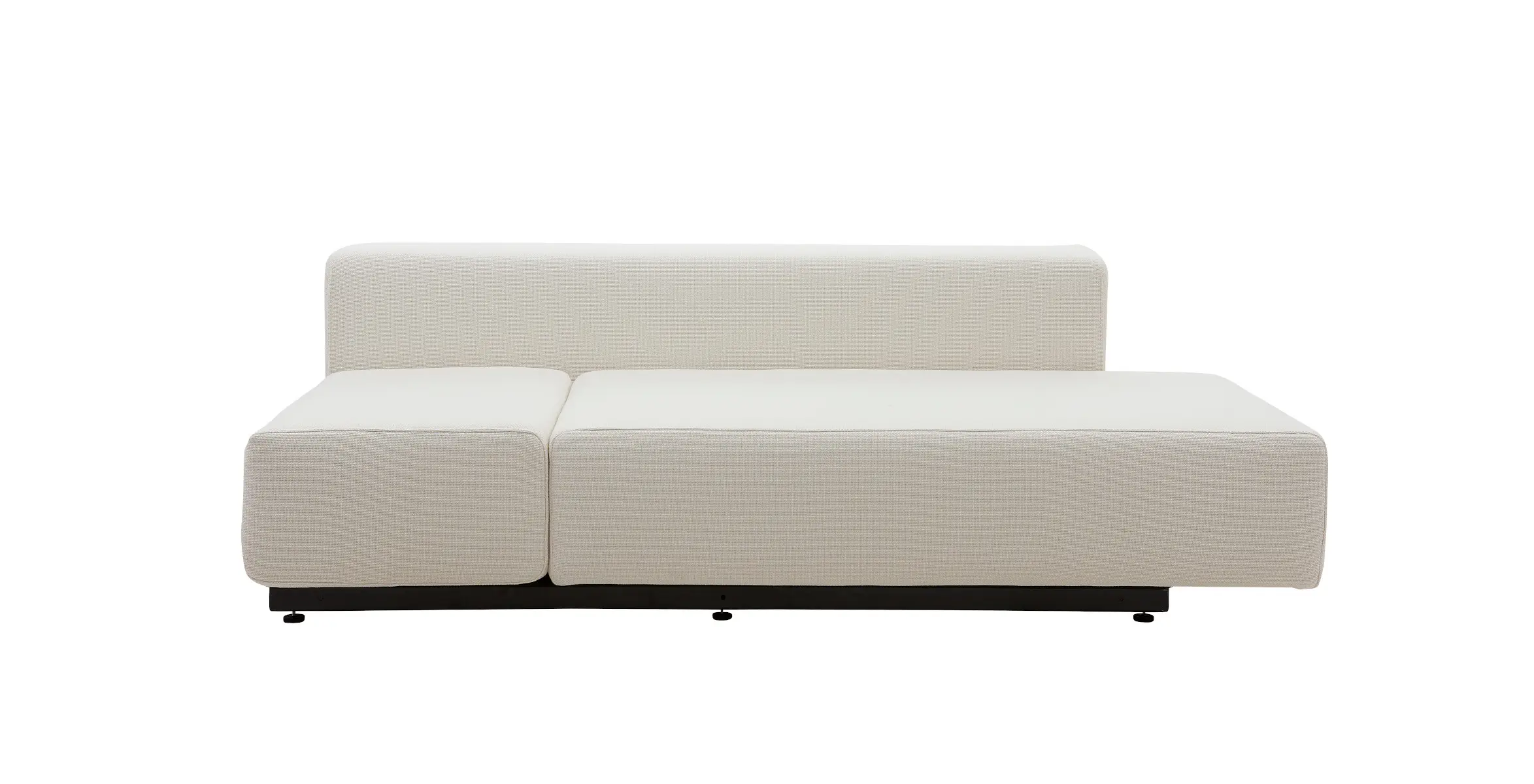 Softline Nevada Sofa 2-Sitzer in Hellgrau ohne lose Rückenkissen, mit breiter Sitzfläche, niedriger Rückenlehne und schwarzem Sockel.