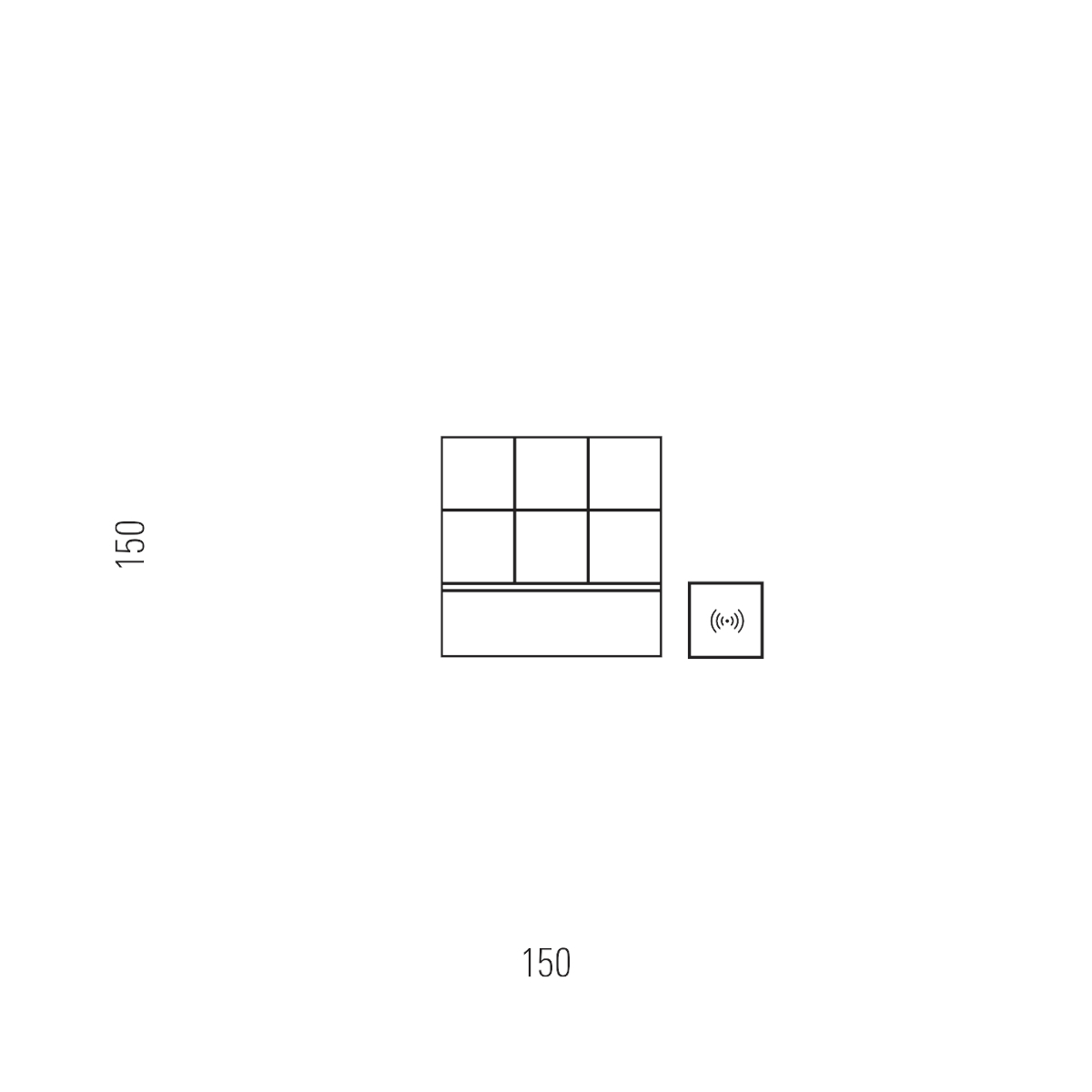 Abmessungen der Tecnolumen Cubelight Move MSCL 3 Tischleuchte mit Steuerwürfel