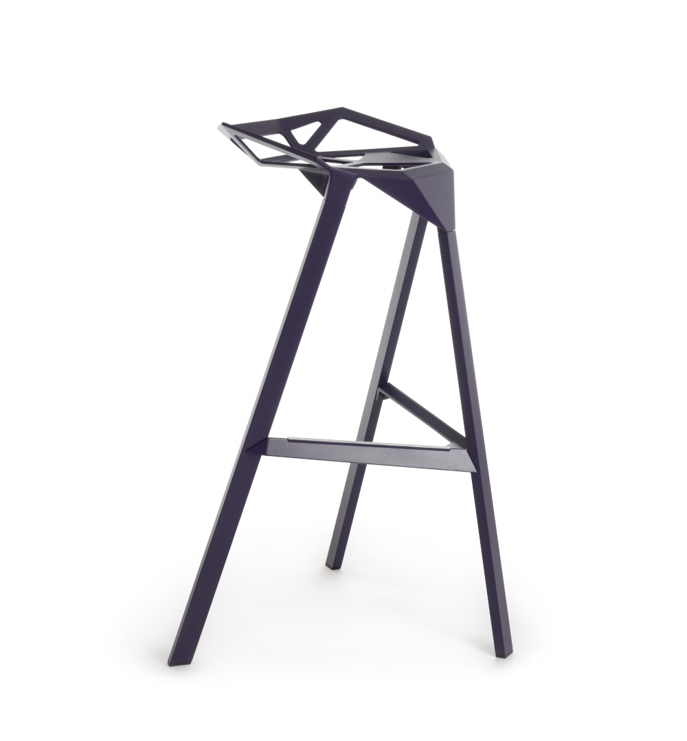 Magis Stool One Barhocker, 77 cm hoch, purple, leichter Design-Hocker, ergonomisch, Made in Italy