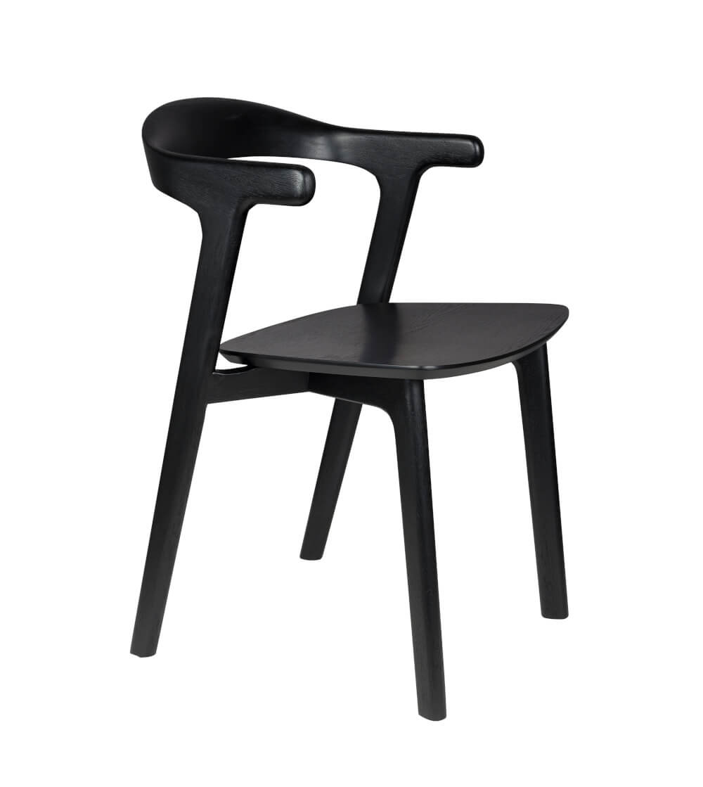 Zuiver Northwood Stuhl in Schwarz, minimalistisches Design aus Holz, ergonomisch geformt, ideal für Esszimmer und Küche