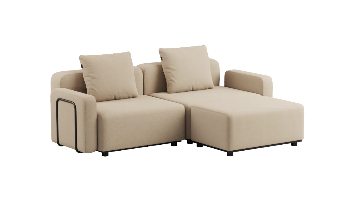 Cobana Loungesofa 2-Sitzer mit Armlehnen mit Hocker, boucle beige