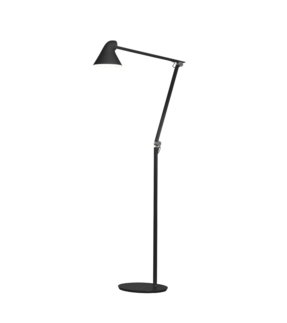 Louis Poulsen NJP Stehleuchte schwarz, modernes Design, verstellbar, LED-Licht für Lese- und Arbeitsbereiche
