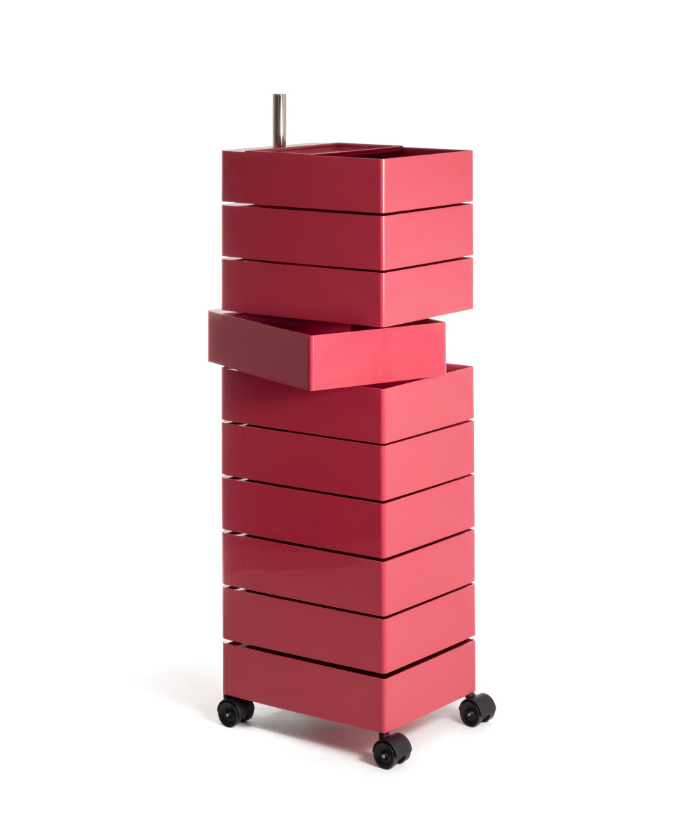 360° Rollcontainer mit 10 Fächer, magenta