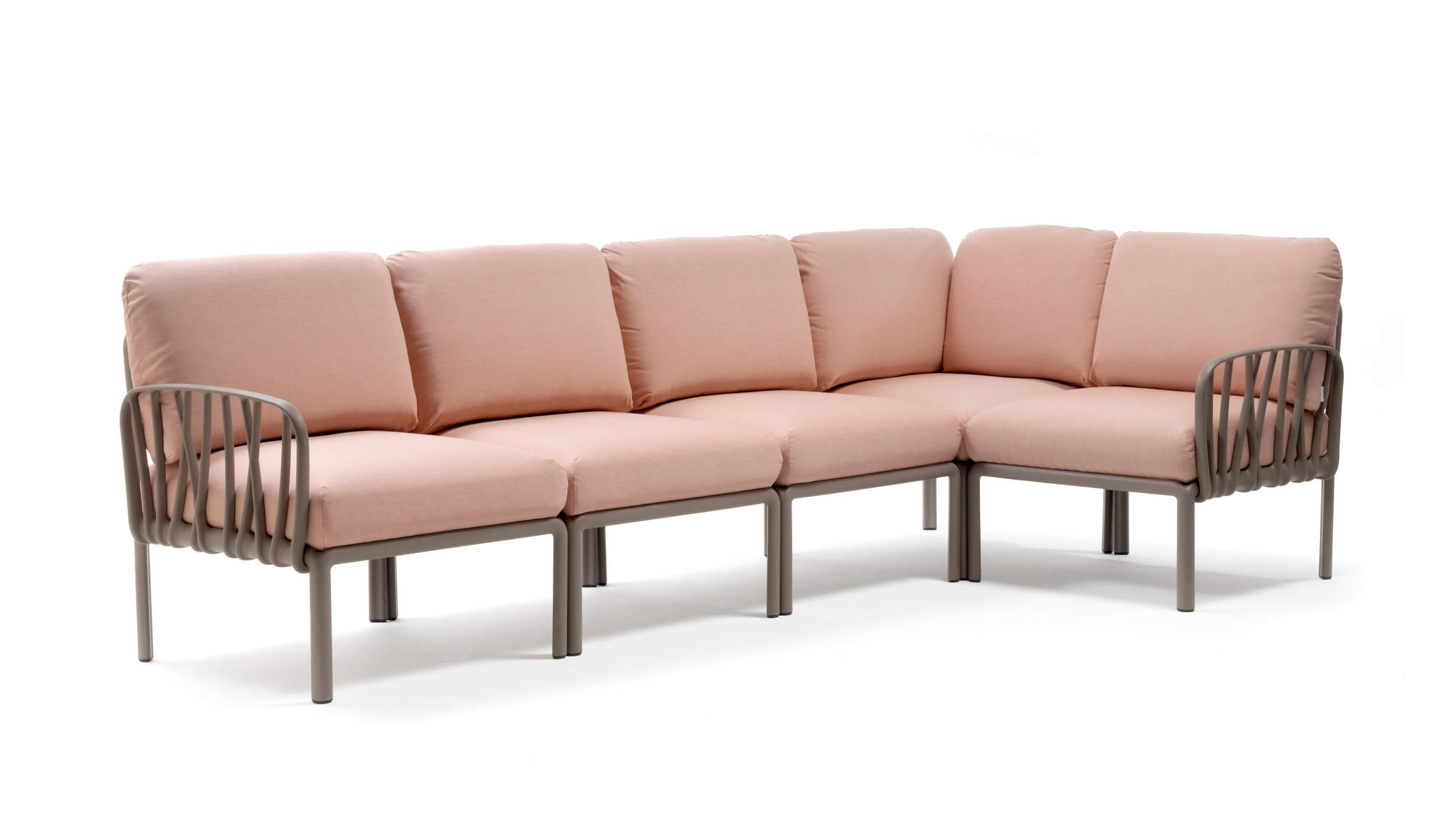 Nardi Komodo 5 Gartensofa, tortora/rosa quarzo, modular, wetterfest, leicht, italienisches Design für Outdoor