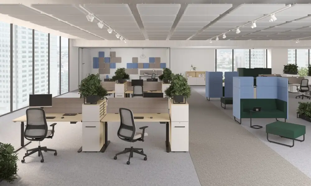 Nowy Styl Play&Work Sofa als abgeschirmte Sitzlösung für moderne Büros, Arbeitsbereiche und offene Raumkonzepte.