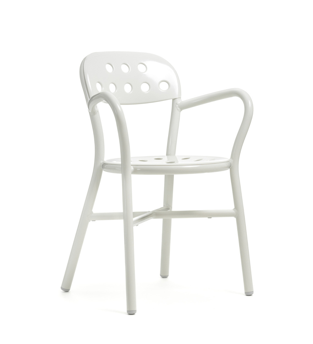 Magis Pipe Stuhl weiß, Armlehne, modernes Design, ergonomisch, leichter Design-Armlehnstuhl aus Italien