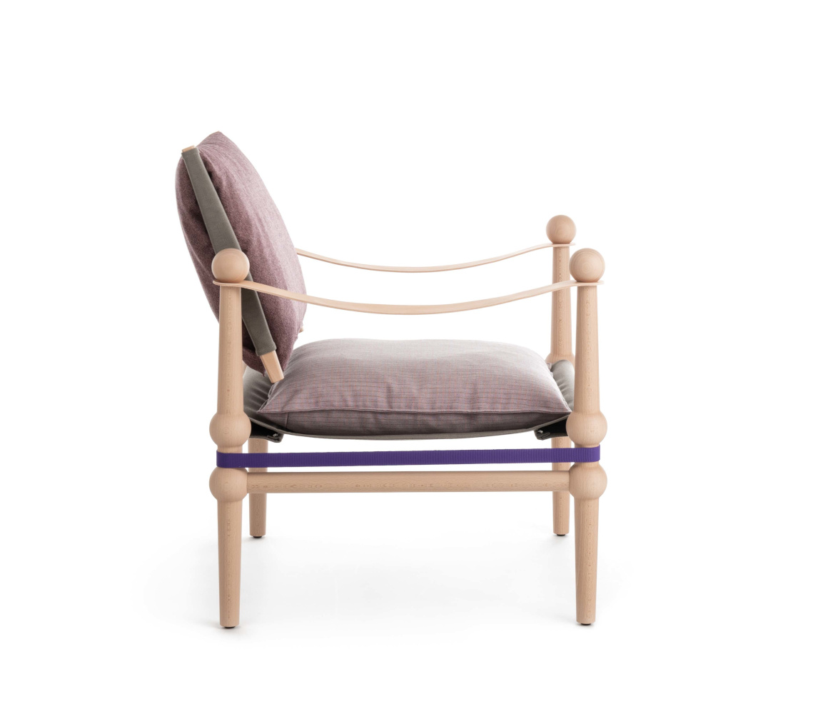 Magis Twain Sessel, Buche natur, pinker Sitz, modernes Design, komfortabel, hochwertig