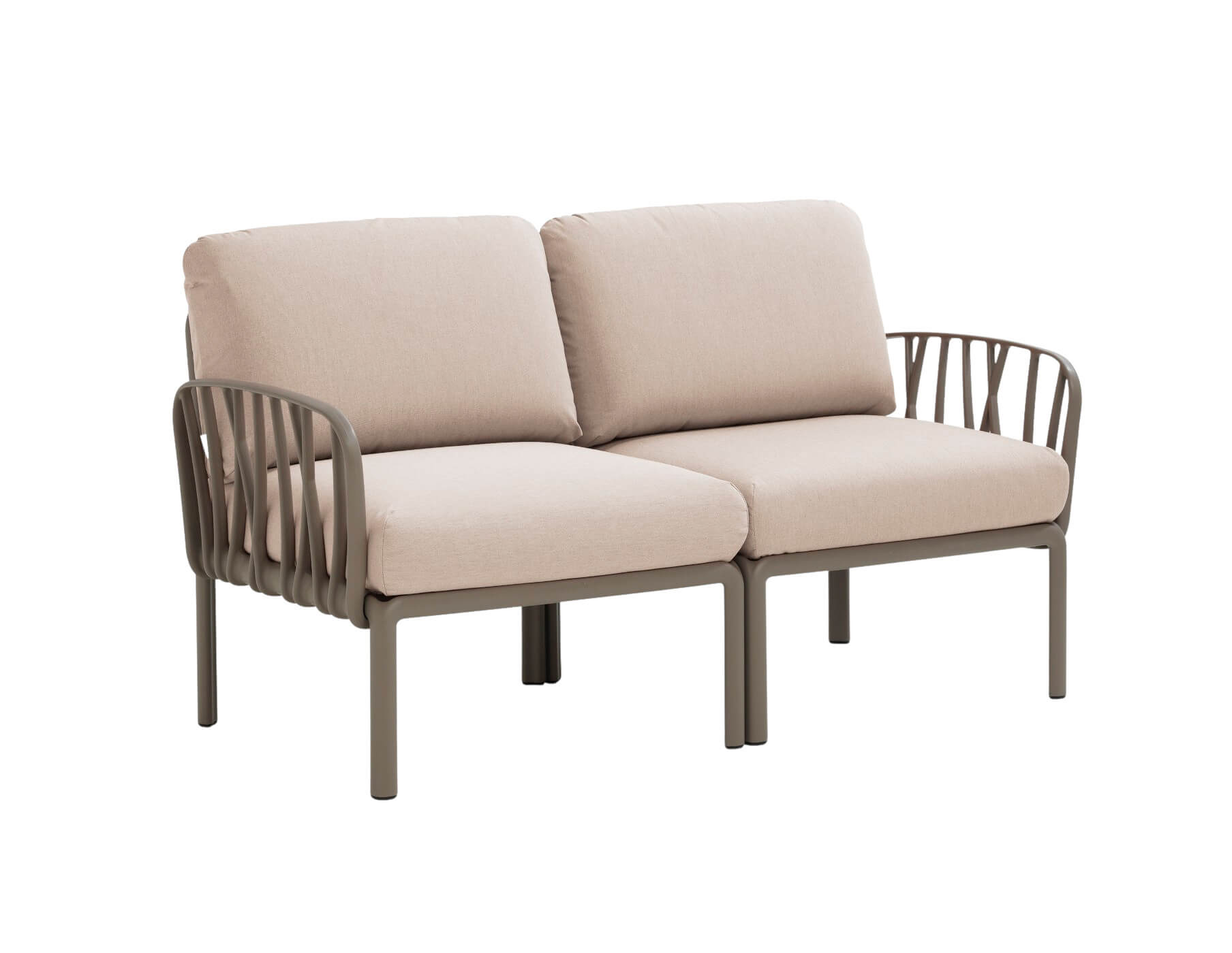 Nardi Komodo Gartensofa 2-Sitzer, tortora, Outdoor-Sofa, wetterfest, langlebig, modernes italienisches Design
