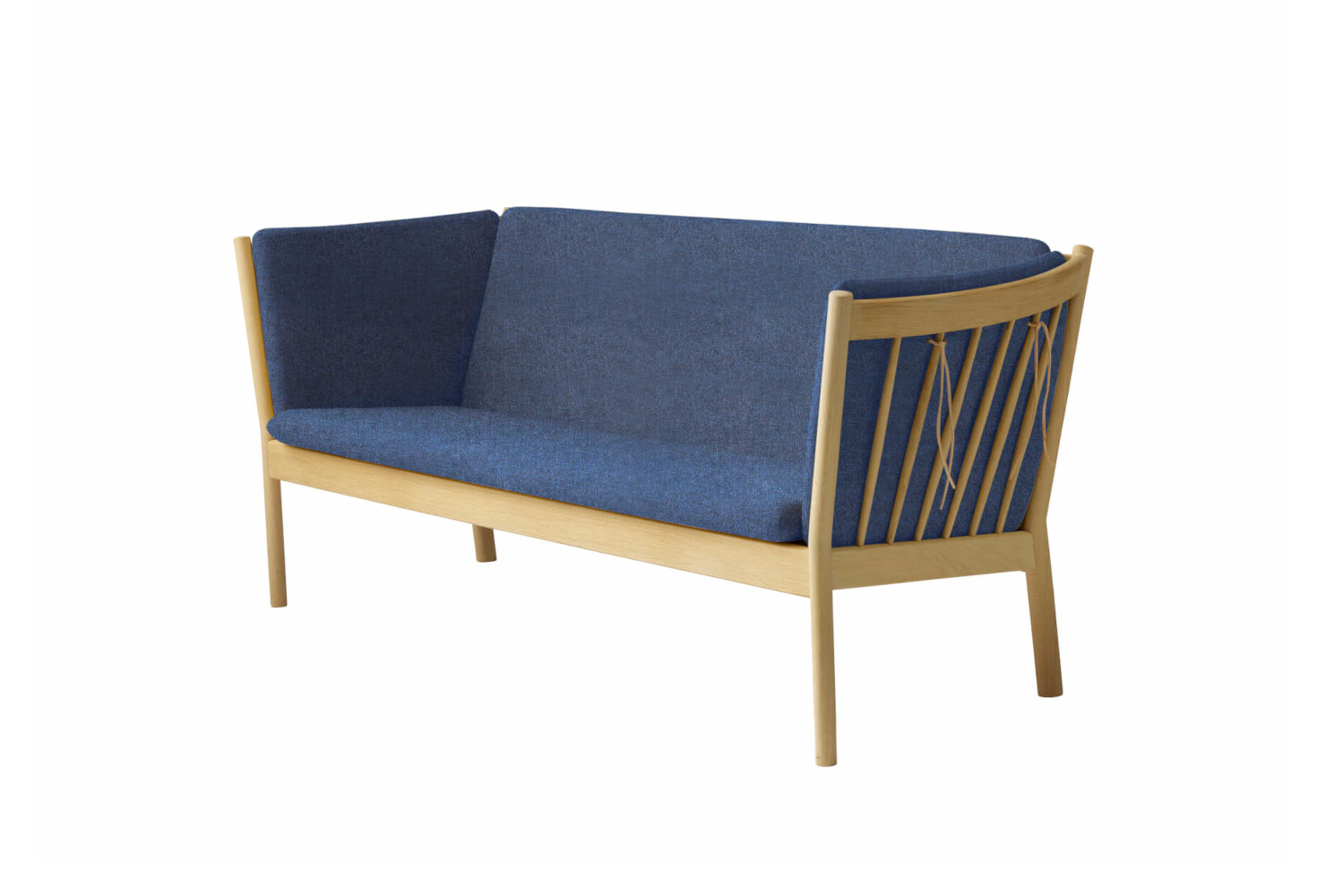 FDB Møbler J149 3-Sitzer Sofa, dunkelblau, Eiche natur, funktional, ergonomisch, nachhaltiges Möbel