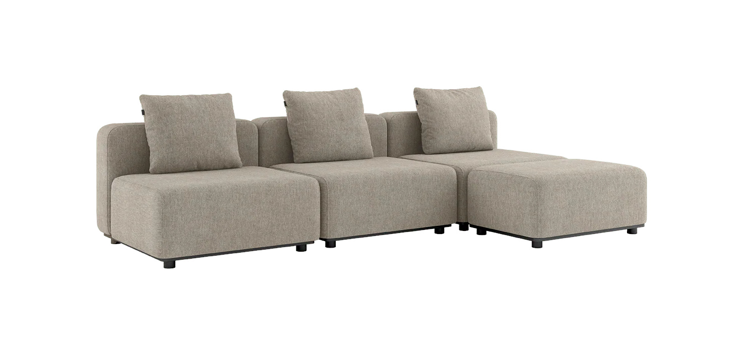 Cobana Loungesofa 3-Sitzer ohne Armlehnen mit Hocker, kirra sand