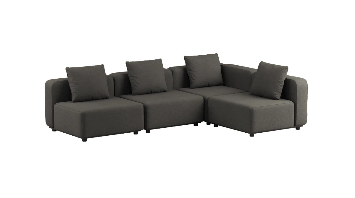 Cobana Ecksofa 4-Sitzer ohne Armlehne, kirra noir