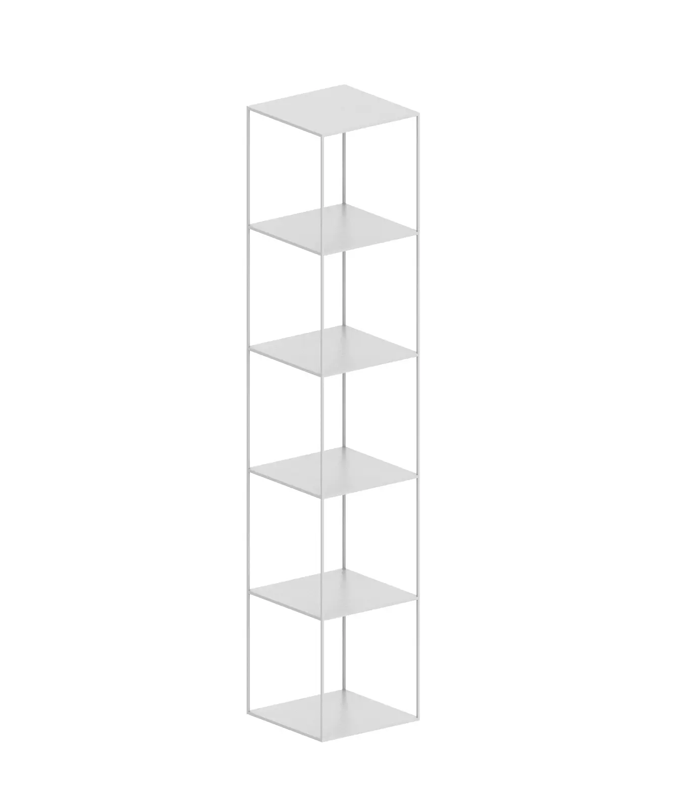 Zeus Slim Irony Column Regal in Weiß mit 31 × 31 cm und filigraner Stahlkonstruktion.