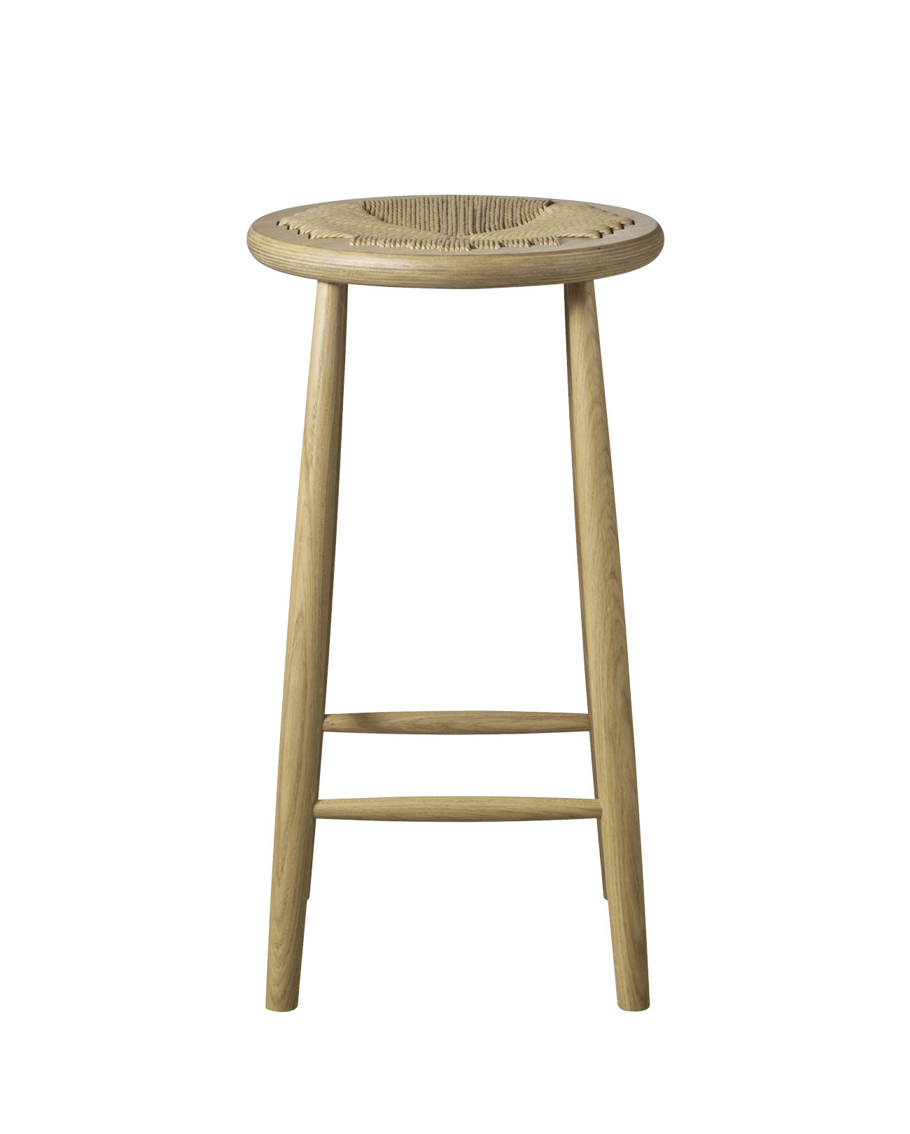 FDB Møbler J165C Barhocker, 65 cm, Eiche natur, Naturgeflecht, funktional, nordisches Design, langlebig