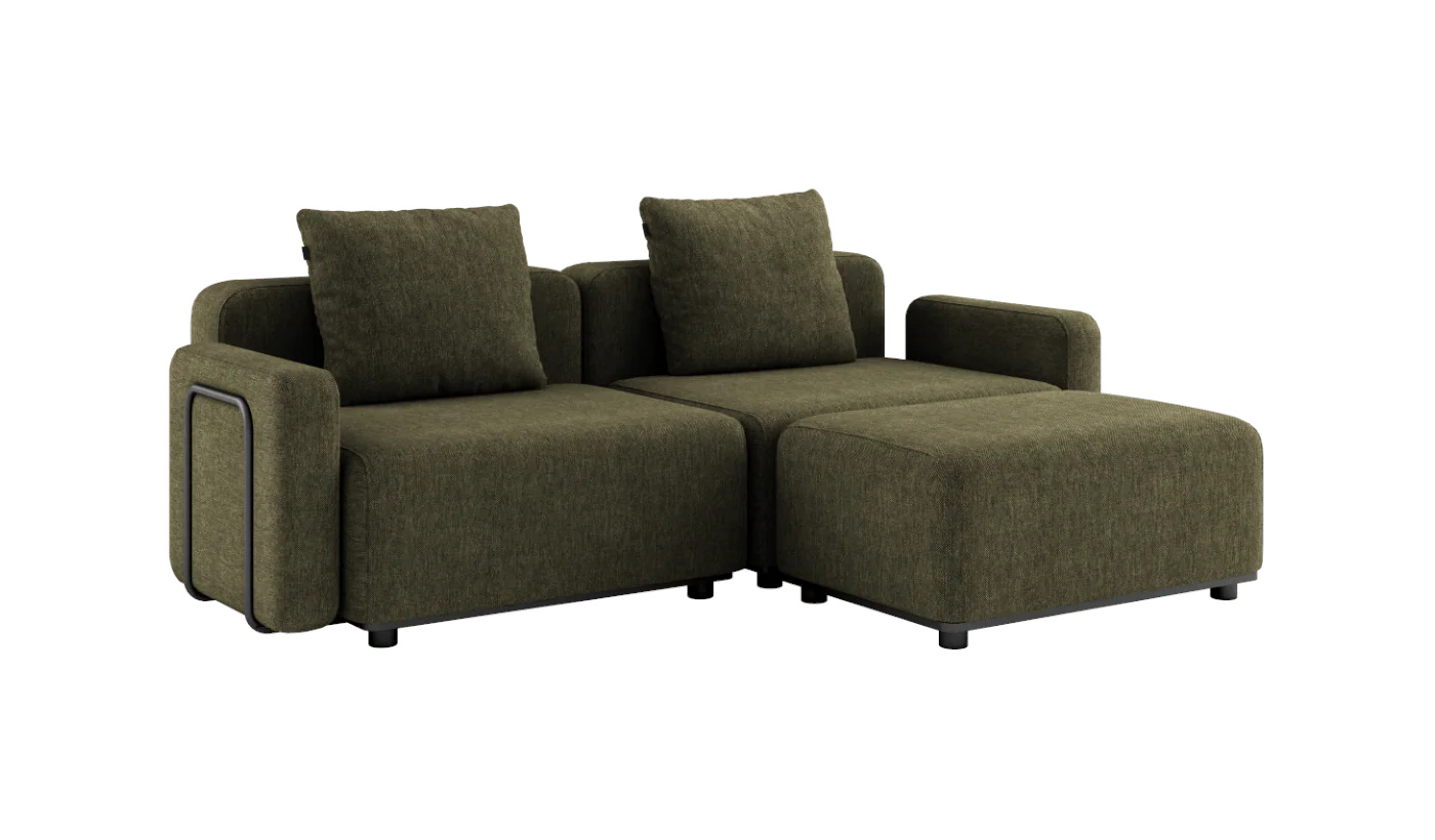Cobana Loungesofa 2-Sitzer mit Armlehnen mit Hocker, kirra olive