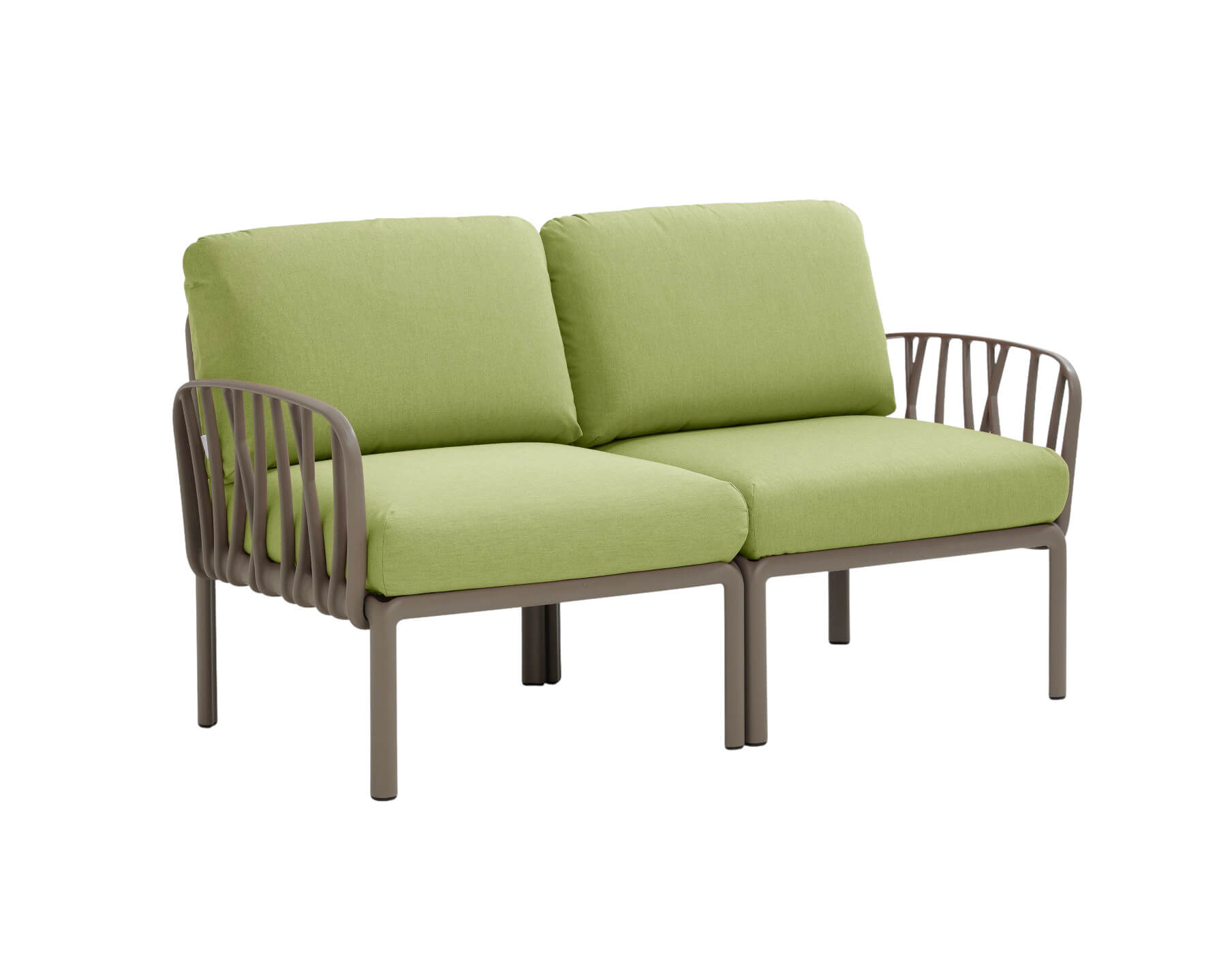 Nardi Komodo Gartensofa 2-Sitzer, tortora/avocado Sunbrella, wetterfest, langlebig, modernes italienisches Design
