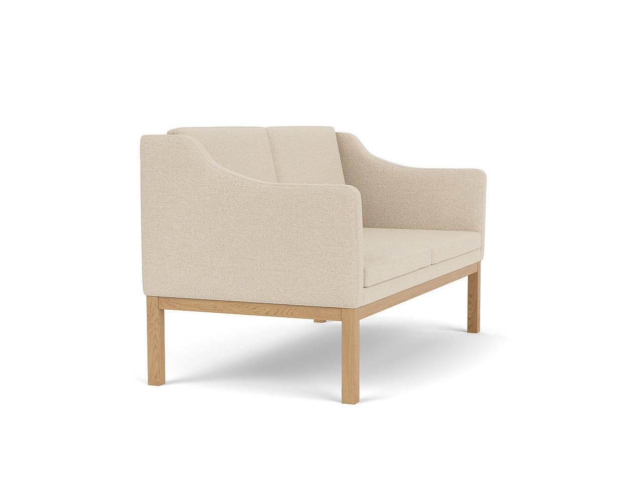 FDB Møbler L45 Sofa, 2-Sitzer, skandinavisch, Eiche natur, beige Polster, nachhaltig, langlebig