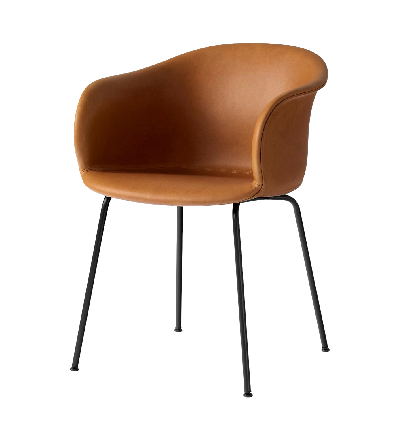 &Tradition Elefy JH29 Armlehnstuhl, schwarz mit cognacfarbenem Leder, zeitloses dänisches Design – elegant im Ess- oder Wohnbereich