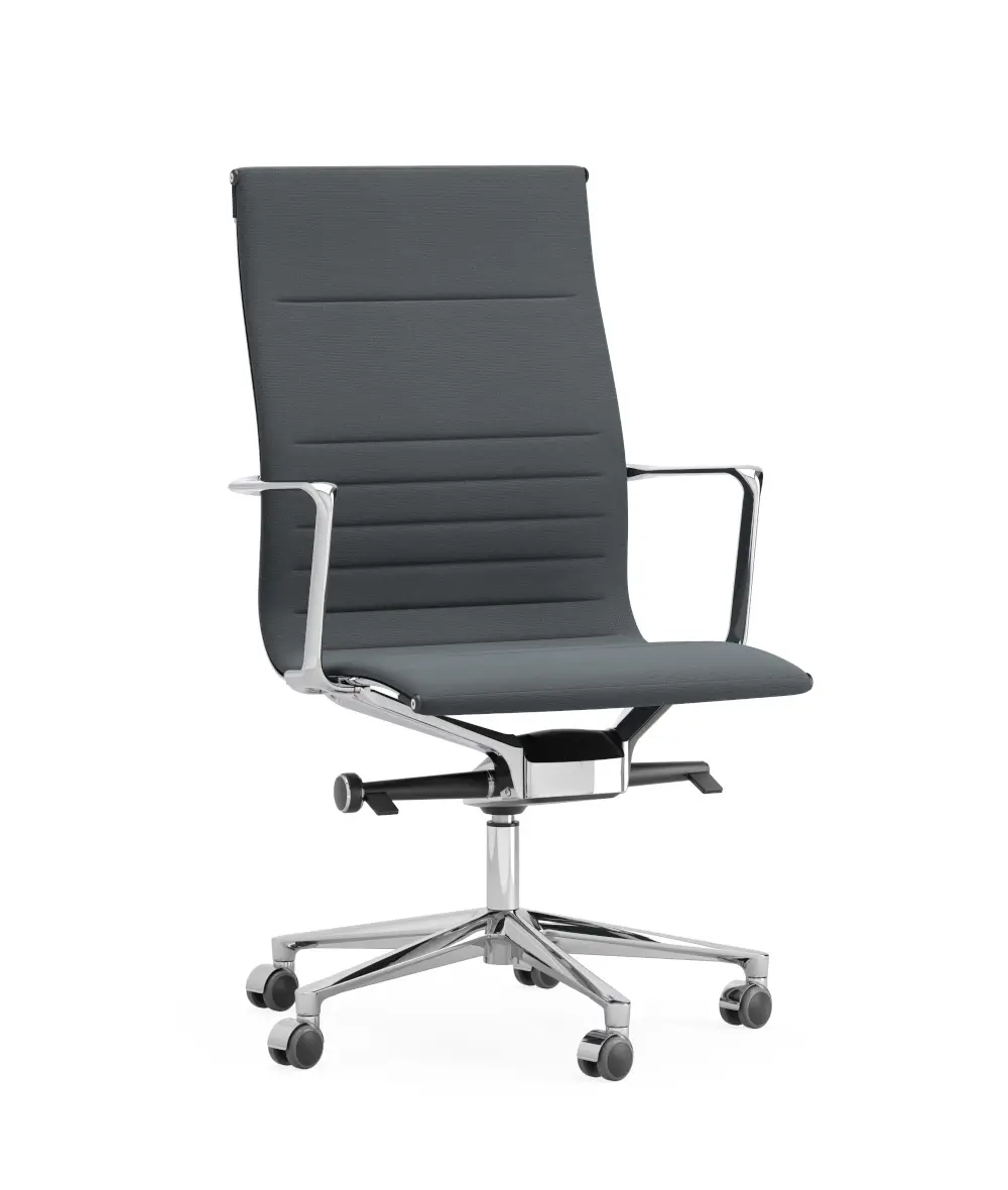 ICF Una Chair 719 High Back 5 Star Base Bürostuhl mit hoher Rückenlehne, Armlehnen und Aluminium-Fußkreuz mit Rollen.