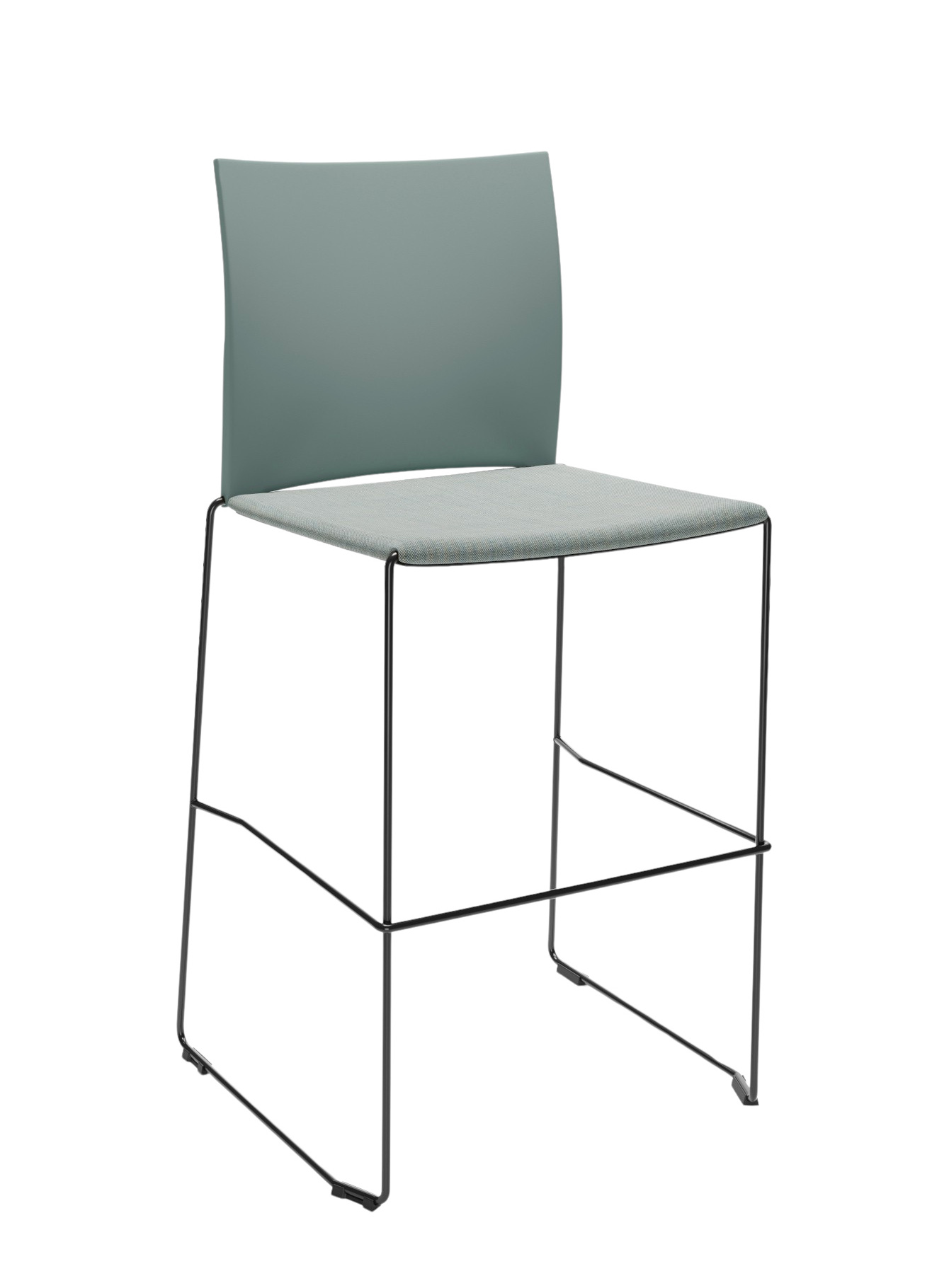 Ariz 560CV Barhocker, Kufengestell aus Stab, Sitz gepolstert, Rückenlehne aus Kunststoff