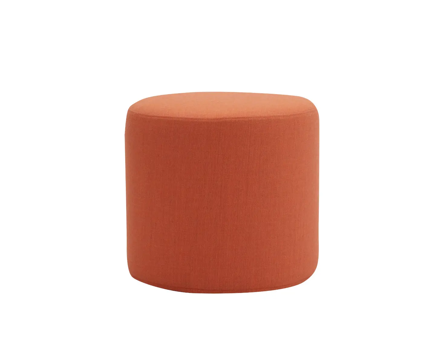 Softline Drum Hocker in Grau und Apricot aus erhöhter Perspektive in einem modernen Ambiente mit schwarzem Beistelltisch und rundem Teppich.