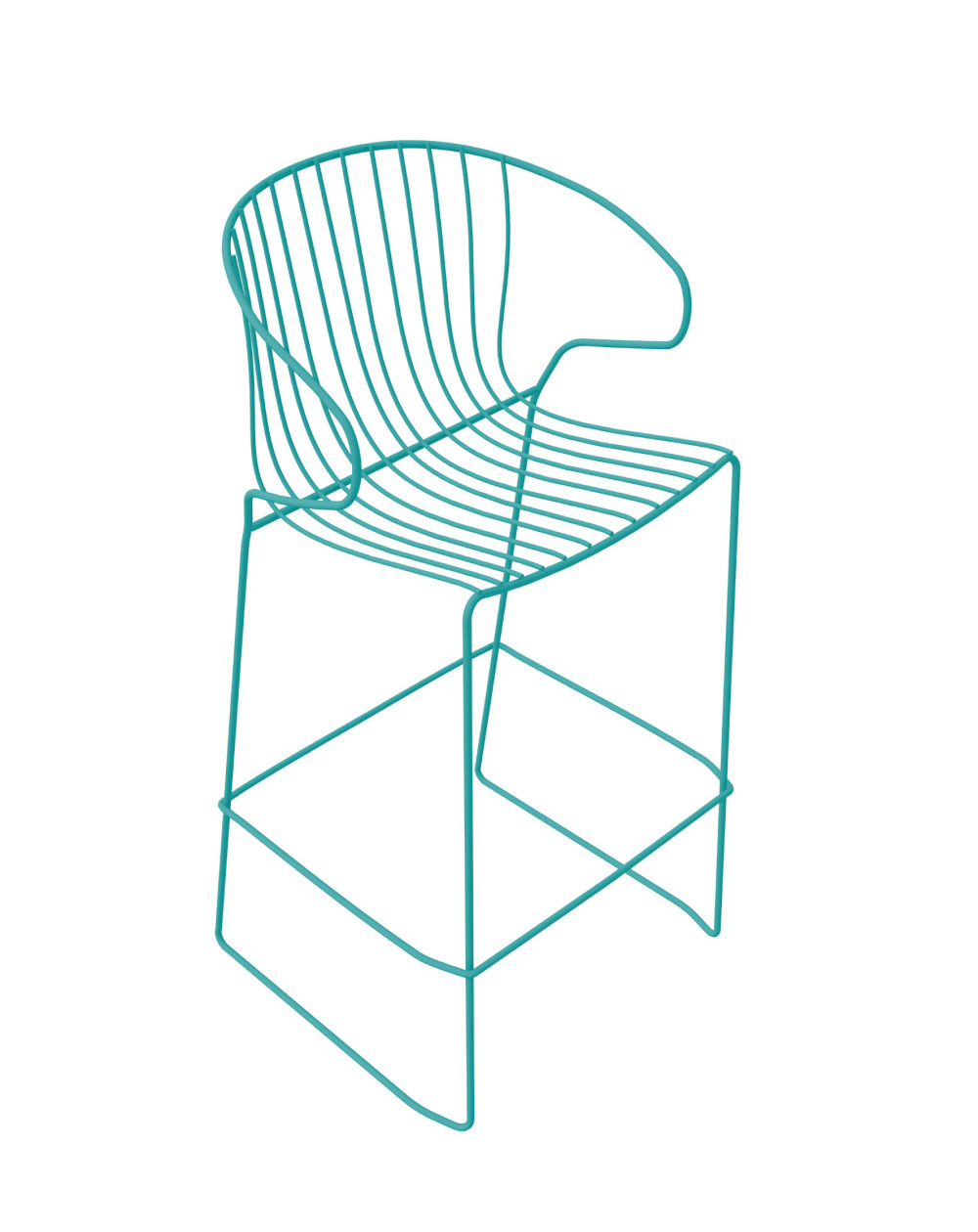 Bolonia Barhocker, höhe 74 cm, türkisblau