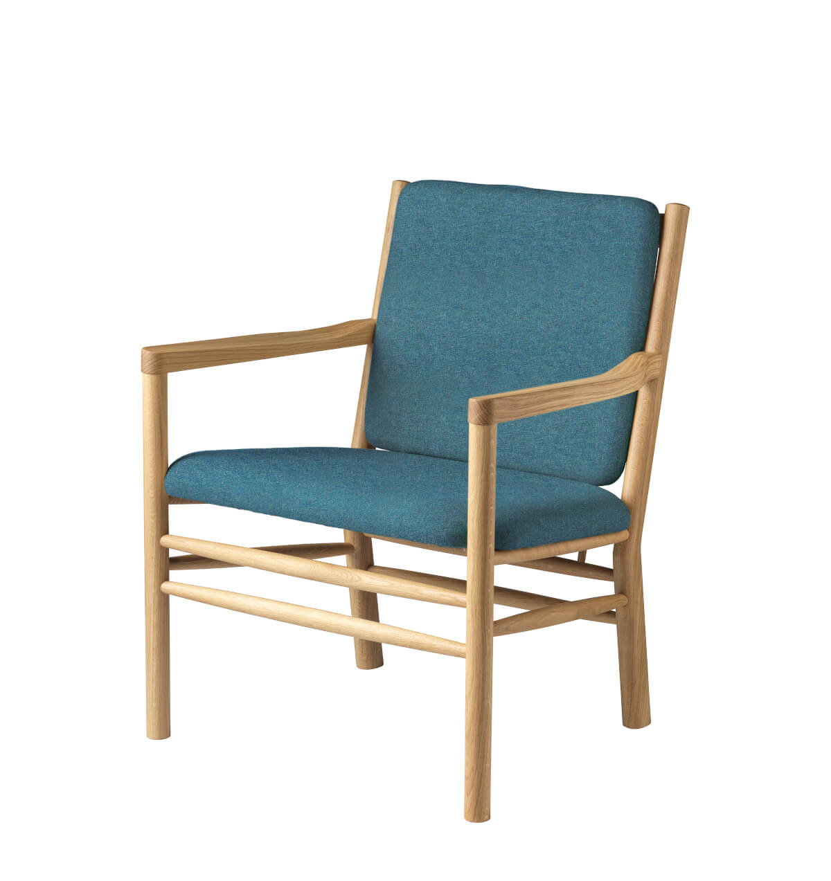 FDB Møbler J147 Sessel, nordischer Design-Sessel, ergonomisch, Eiche natur, grün, langlebig, nachhaltig