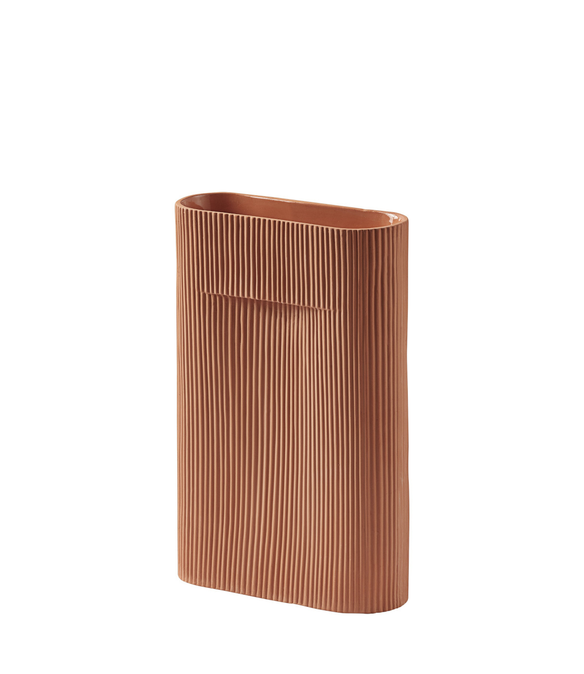 Ridge Vase, H 35 cm, terracotta