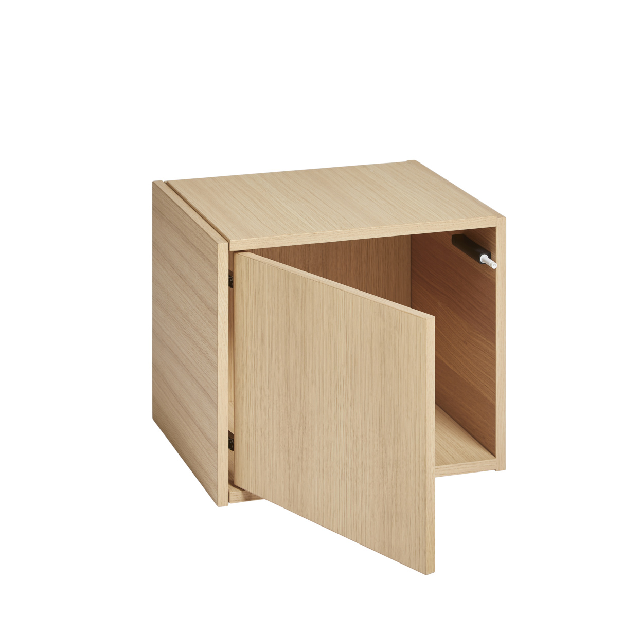 Bricks Cube mit Türe links, eiche weiß pigmentiert Bricks Cube mit Türe links, eiche weiß pigmentiert