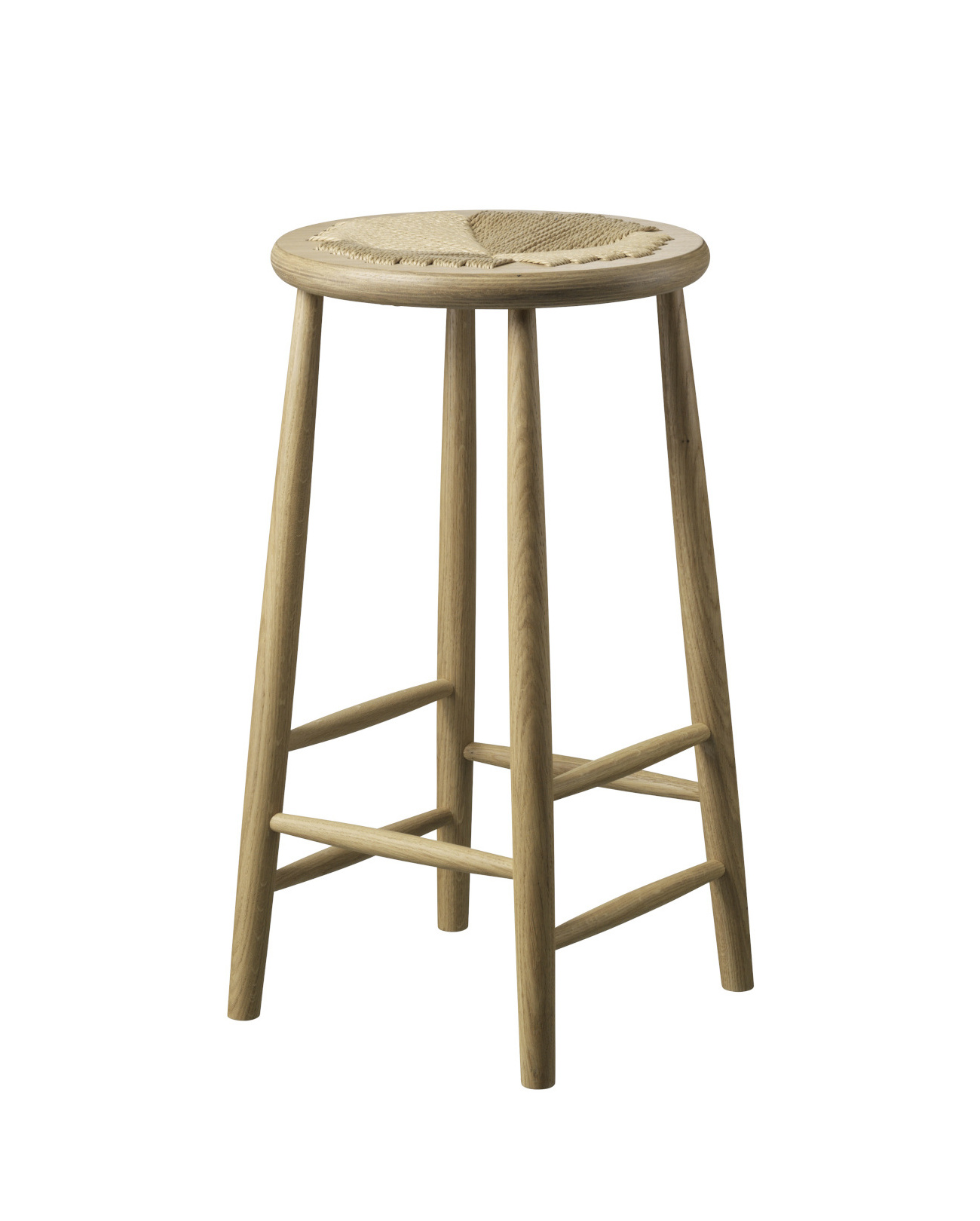 FDB Møbler J165C Barhocker, nordischer Stil, ergonomisch, Eiche natur, Naturgeflecht, langlebig, nachhaltig