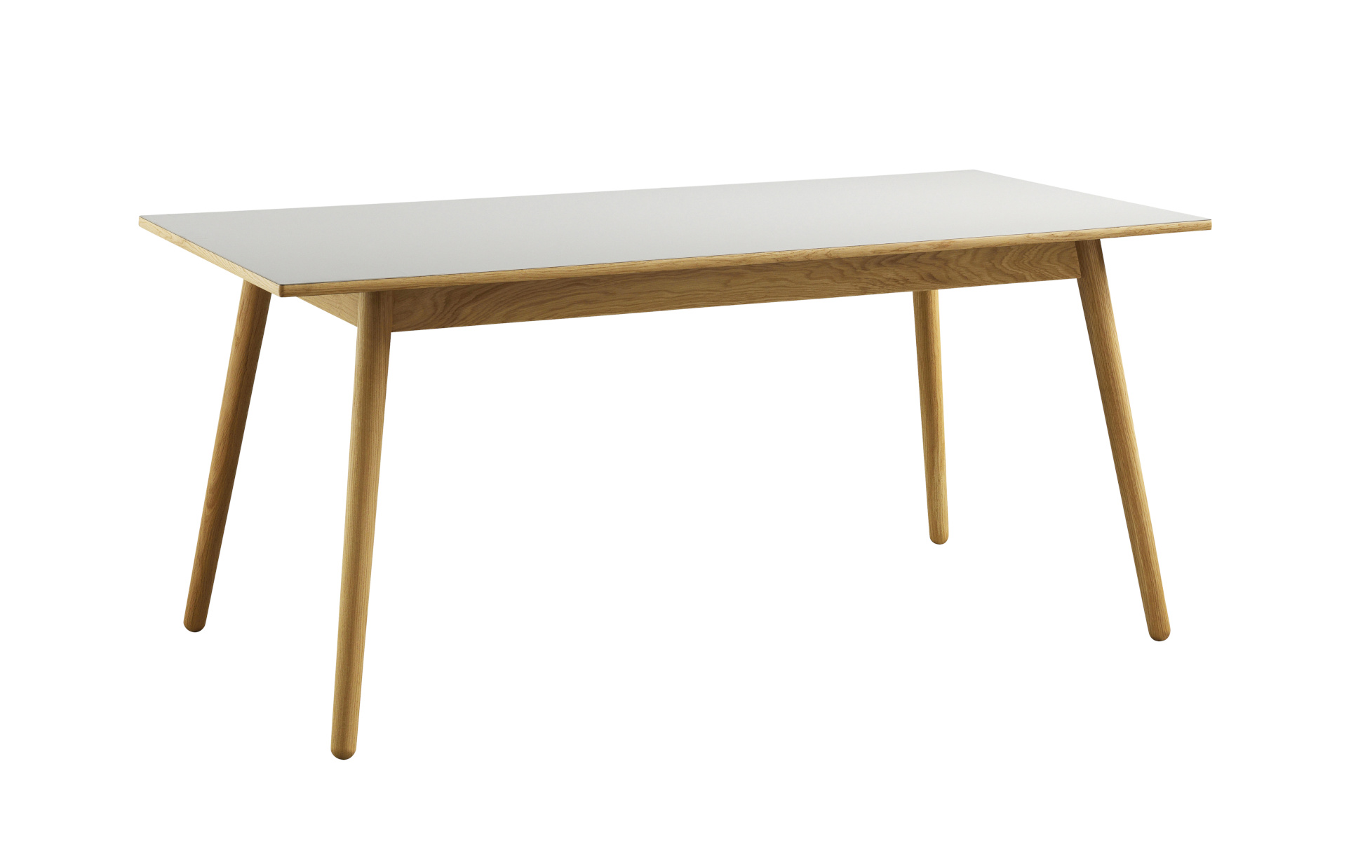 FDB Møbler C35B Esstisch 160x82 cm, ergonomisch, Eiche natur, Linoleum Mushroom, nordisches Design