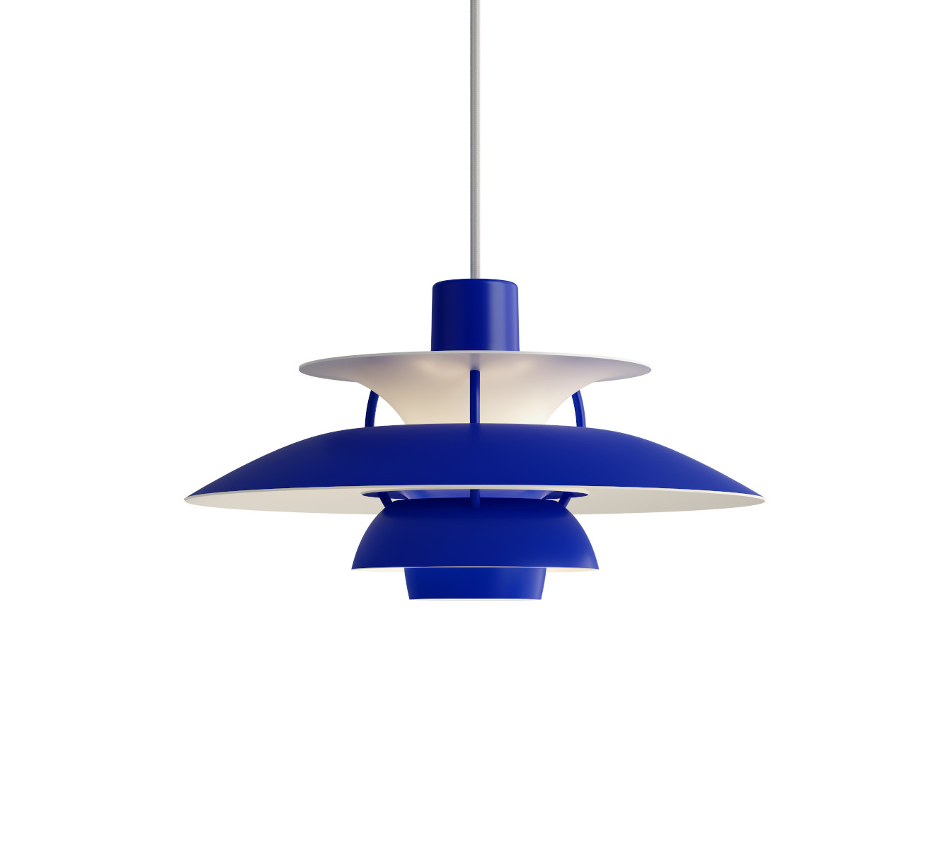 Louis Poulsen PH 5 Mini Pendelleuchte monochrome blau, kompakt, skandinavisches Design, dimmbar, moderne Beleuchtung