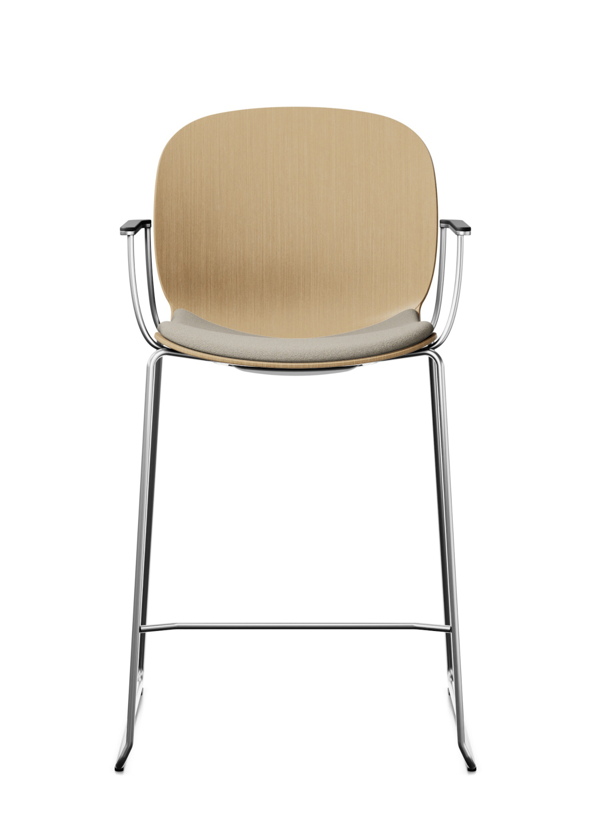 Noor Up 6095S Barhocker, Kufengestell, 3D-Furnierschale, Sitz gepolstert