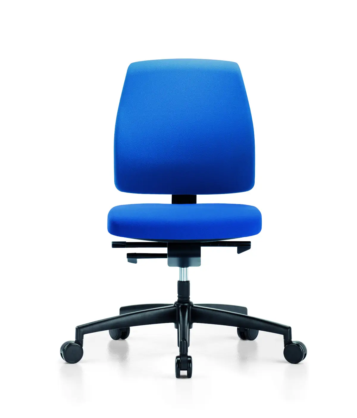 Interstuhl Goal 102G Bürodrehstuhl in Blau ohne Armlehnen in der Frontansicht