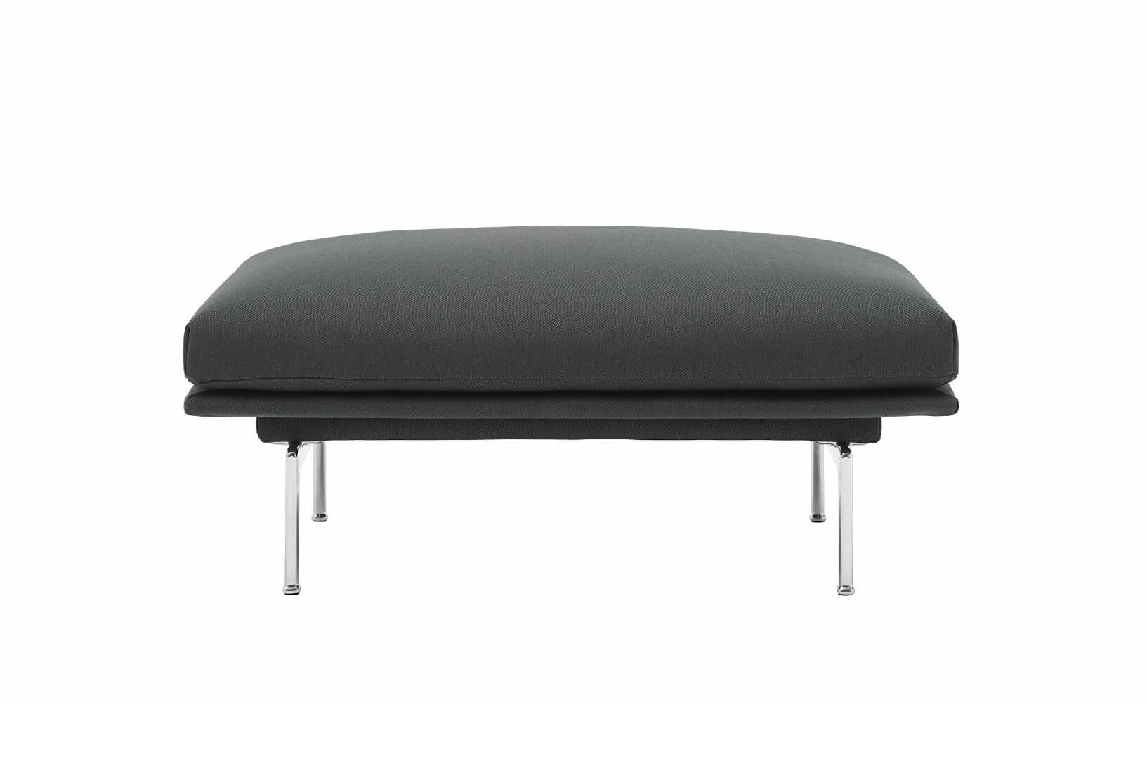 Outline Pouf, refine leder cognac / polished aluminium