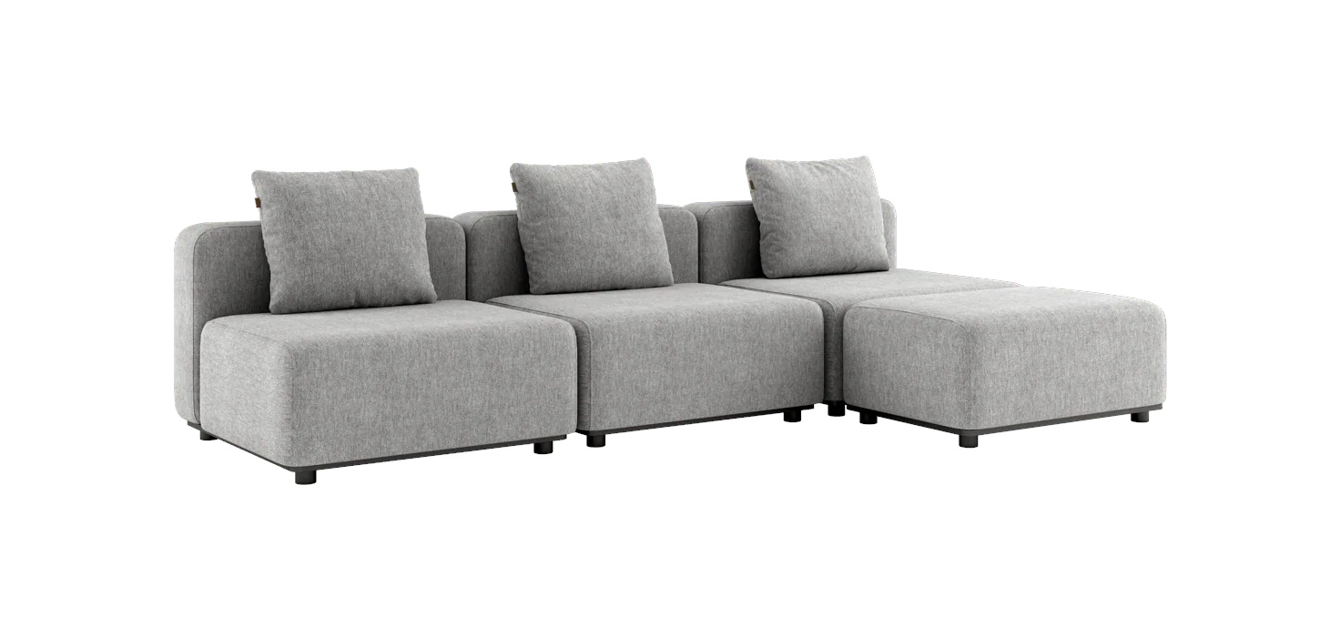 Cobana Loungesofa 3-Sitzer ohne Armlehnen mit Hocker, cobana sand melange