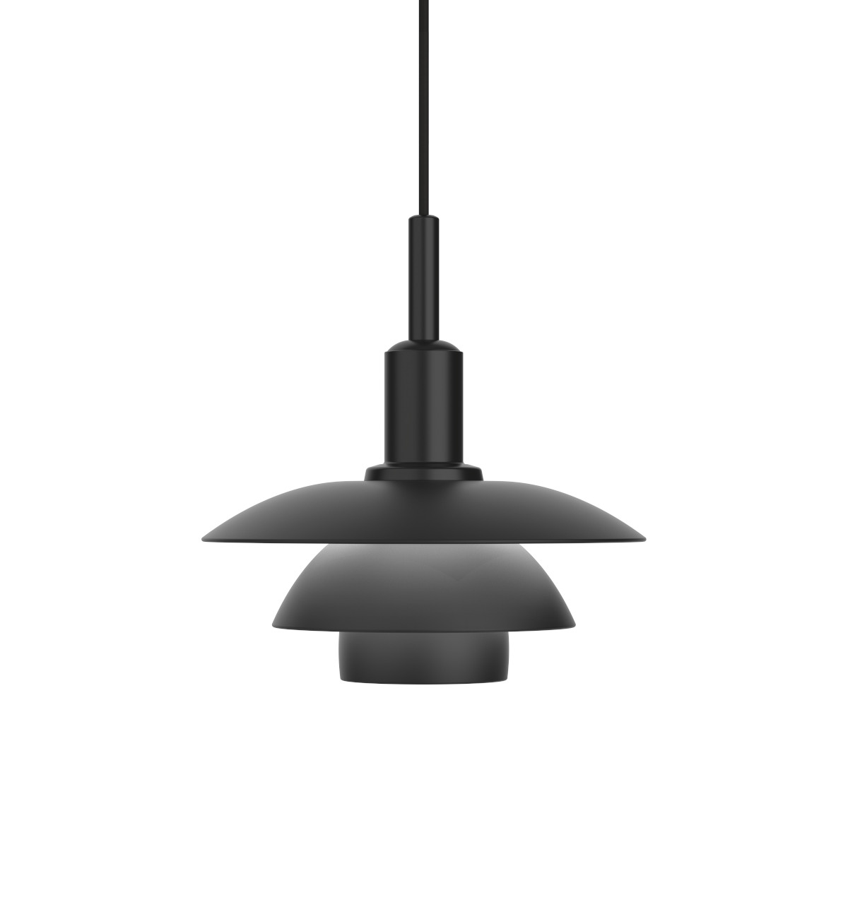 Louis Poulsen PH 3/3 Pendelleuchte in Schwarz, zeitloses skandinavisches Design, blendfreies Licht, Metallausführung