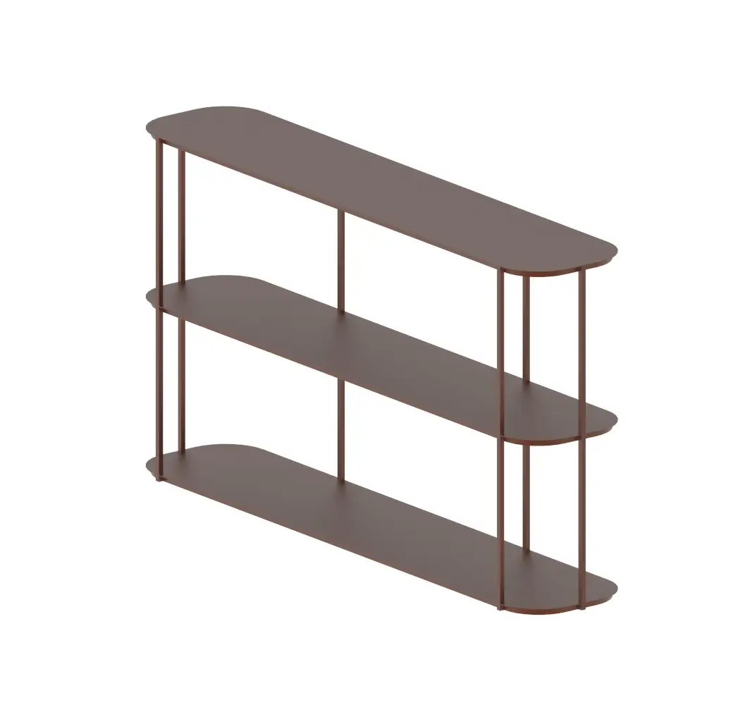 Zeus Eveline Sideboard in Braun mit vier abgerundeten Ecken und filigranem Stahlgestell für stilvolle Wohnräume.
