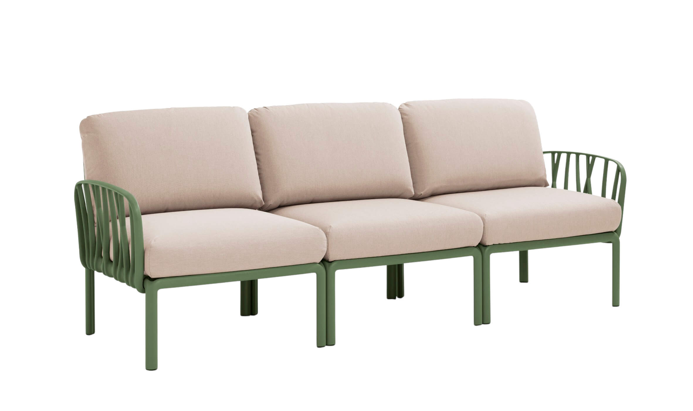 Nardi Komodo Gartensofa 3-Sitzer, agave, Canvas Sunbrella, wetterfest, leicht, italienisches Outdoor-Design