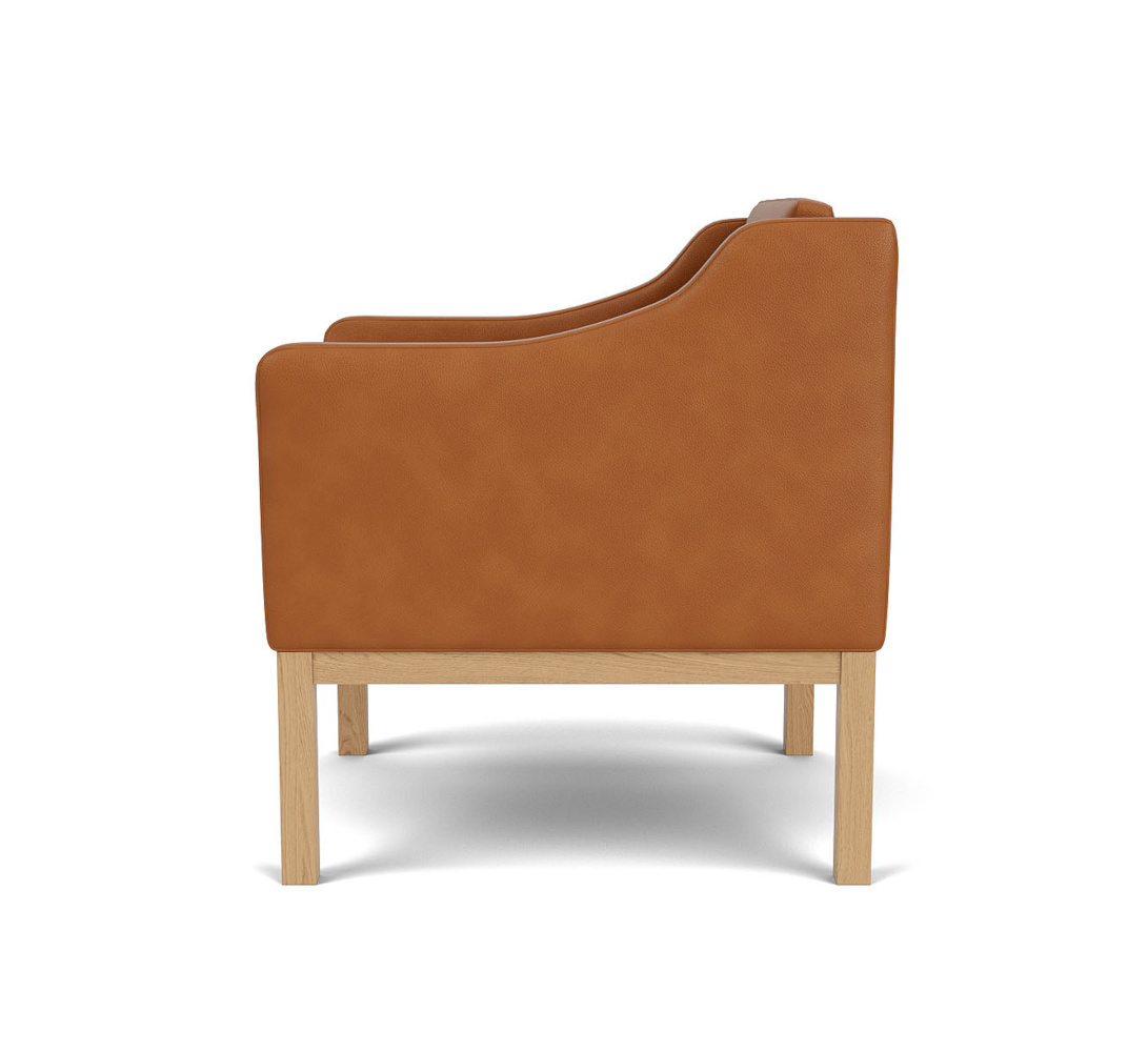 FDB Møbler L46 MK155 Sessel, ergonomisch, nordisches Design, Eiche natur, Leder cognac, funktional, nachhaltig