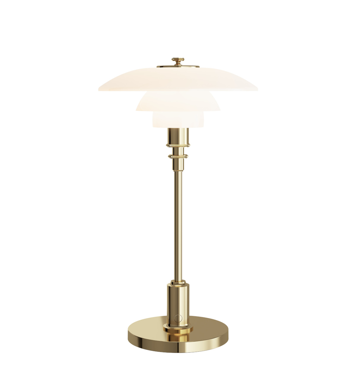 Louis Poulsen PH 2/1 Portable LED-Tischleuchte in brass metallised, kabellos, dimmbar, modernes Design, tragbare Leuchte