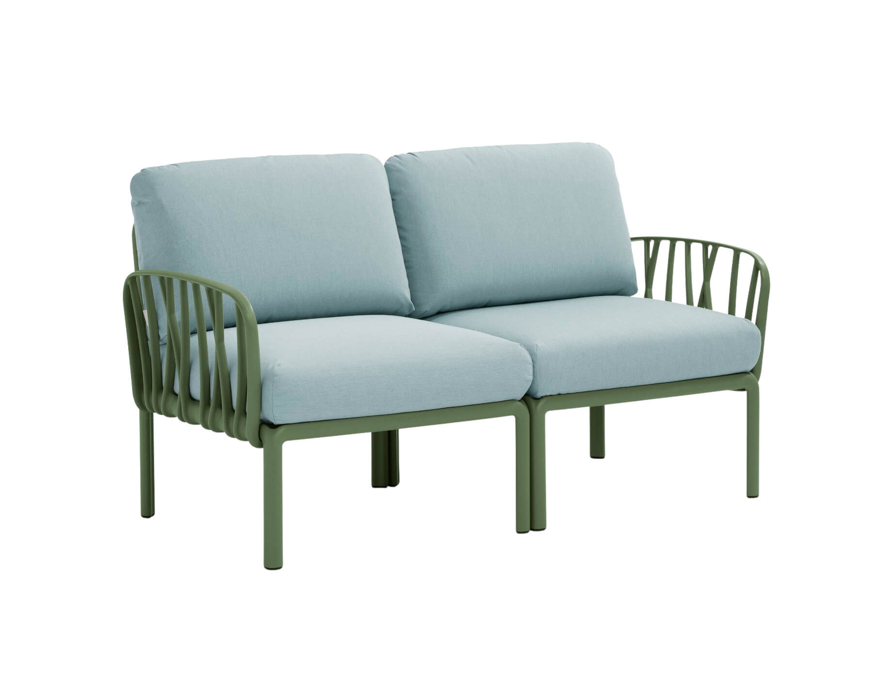 Nardi Komodo 2-Sitzer Gartensofa, agave/ghiaccio Sunbrella, wetterfest, leicht, modernes italienisches Outdoor-Design